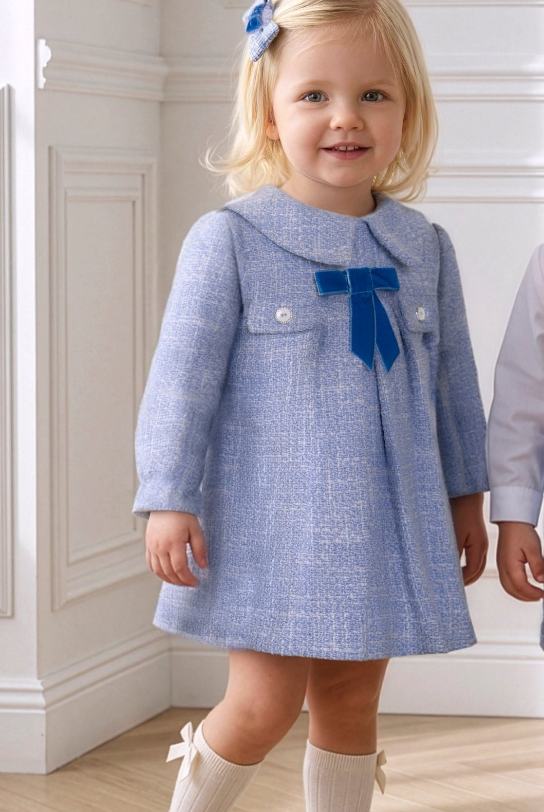 Miranda Baby Girls Blue Tweed Dress | AW26 PRE-ORDER