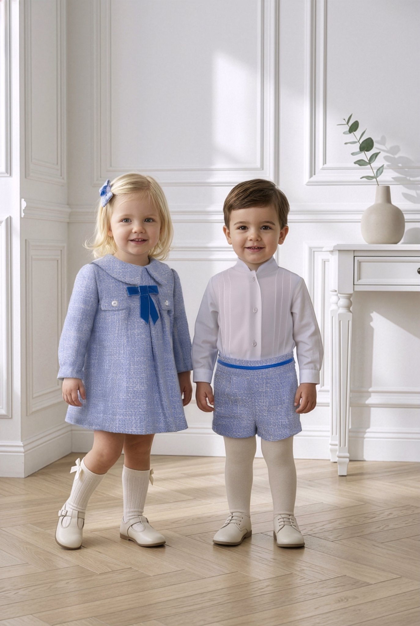 Miranda Baby Girls Blue Tweed Dress | AW26 PRE-ORDER