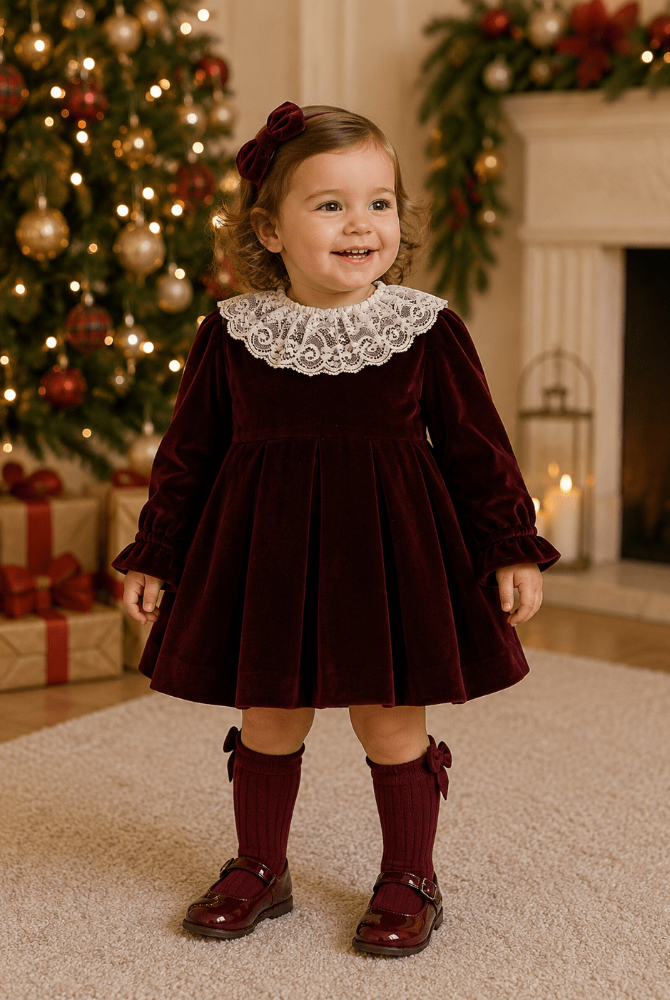 Miranda Baby Girls Burgundy Dress AW26