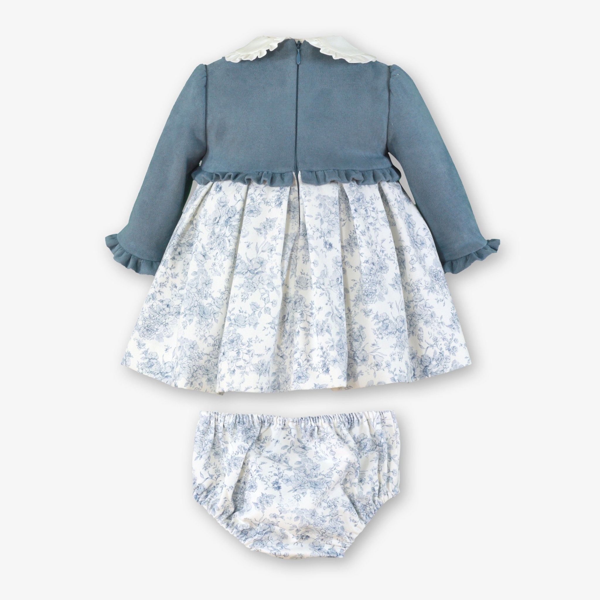 Miranda Baby Girls Dusty Blue Dress & Knickers | AW26 PRE-ORDER