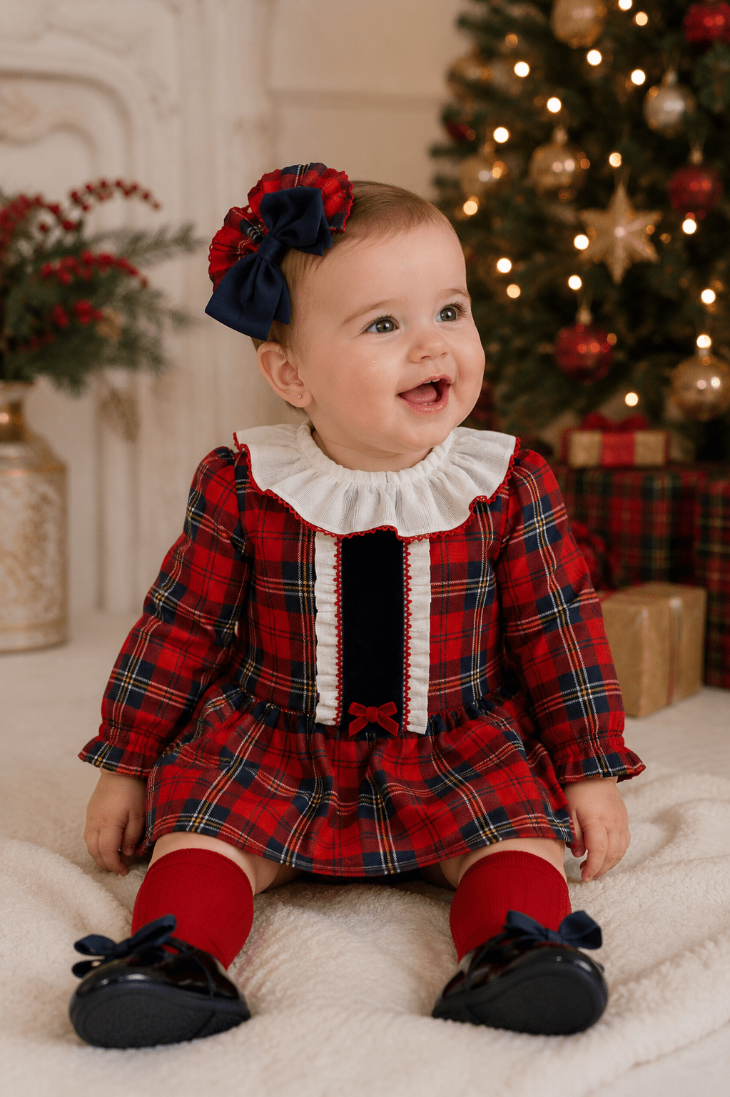 Miranda Baby Girls Tartan Print Dress & Knickers | AW26 PRE-ORDER