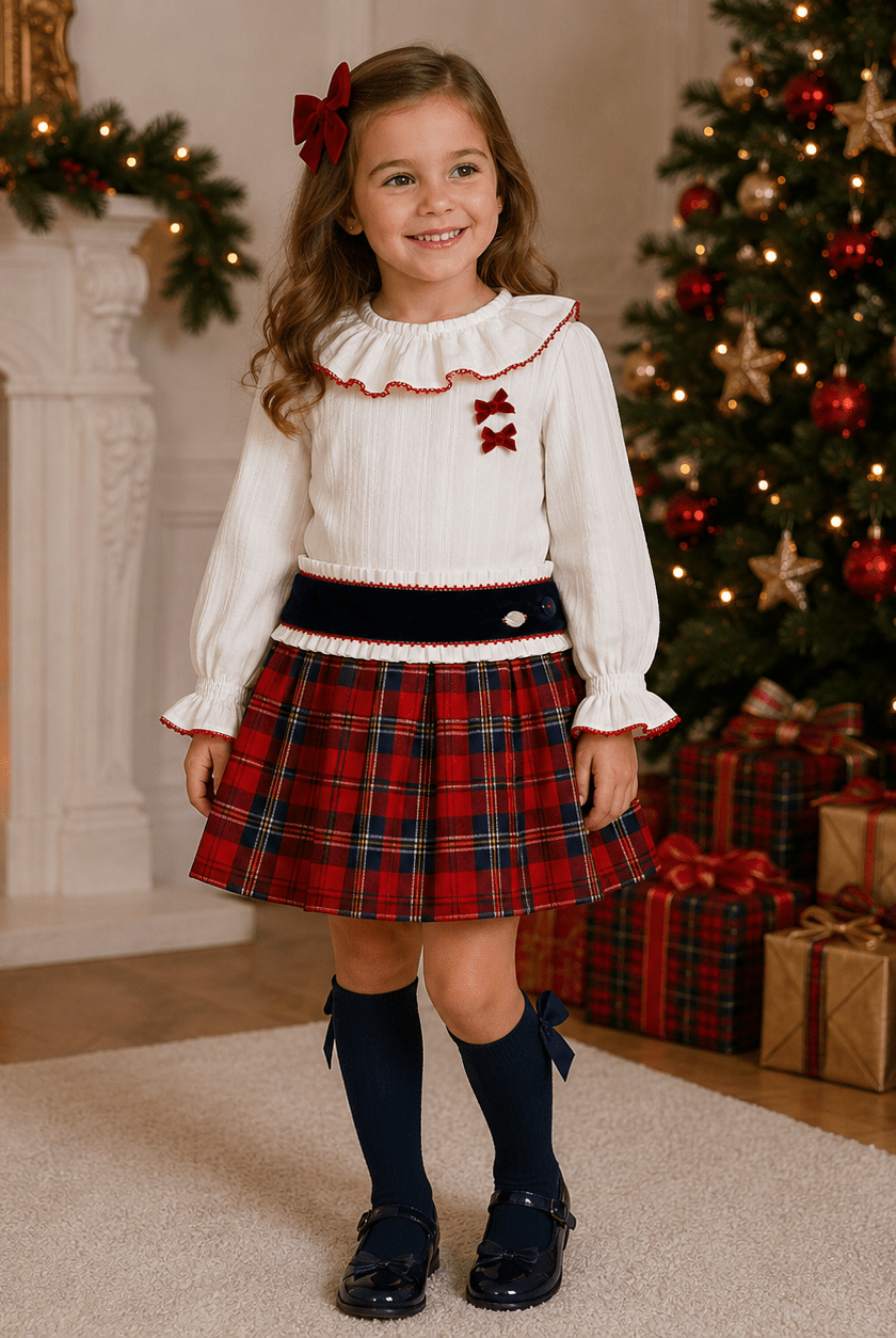 Miranda Girls Tartan Print Skirt & Blouse Set | AW26 PRE-ORDER