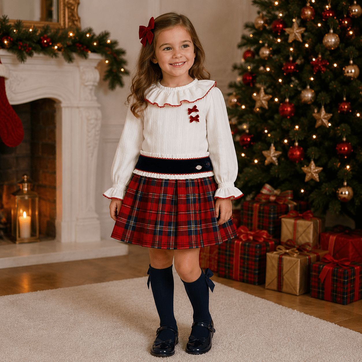 Miranda Girls Tartan Print Skirt & Blouse Set | AW26 PRE-ORDER