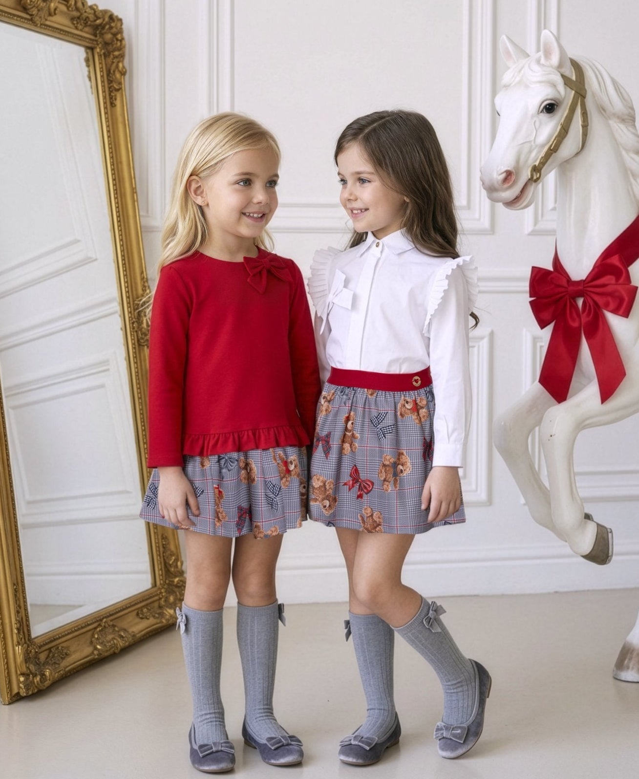 Miranda Girls Teddy Print Blouse & Skirt Set | AW26 PRE-ORDER