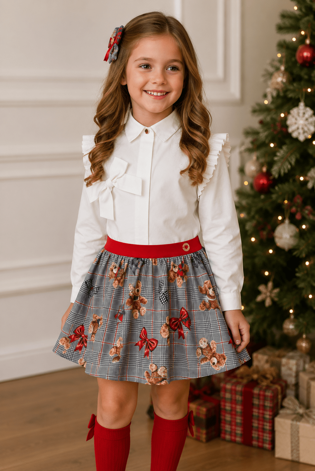 Miranda Girls Teddy Print Blouse & Skirt Set | AW26 PRE-ORDER