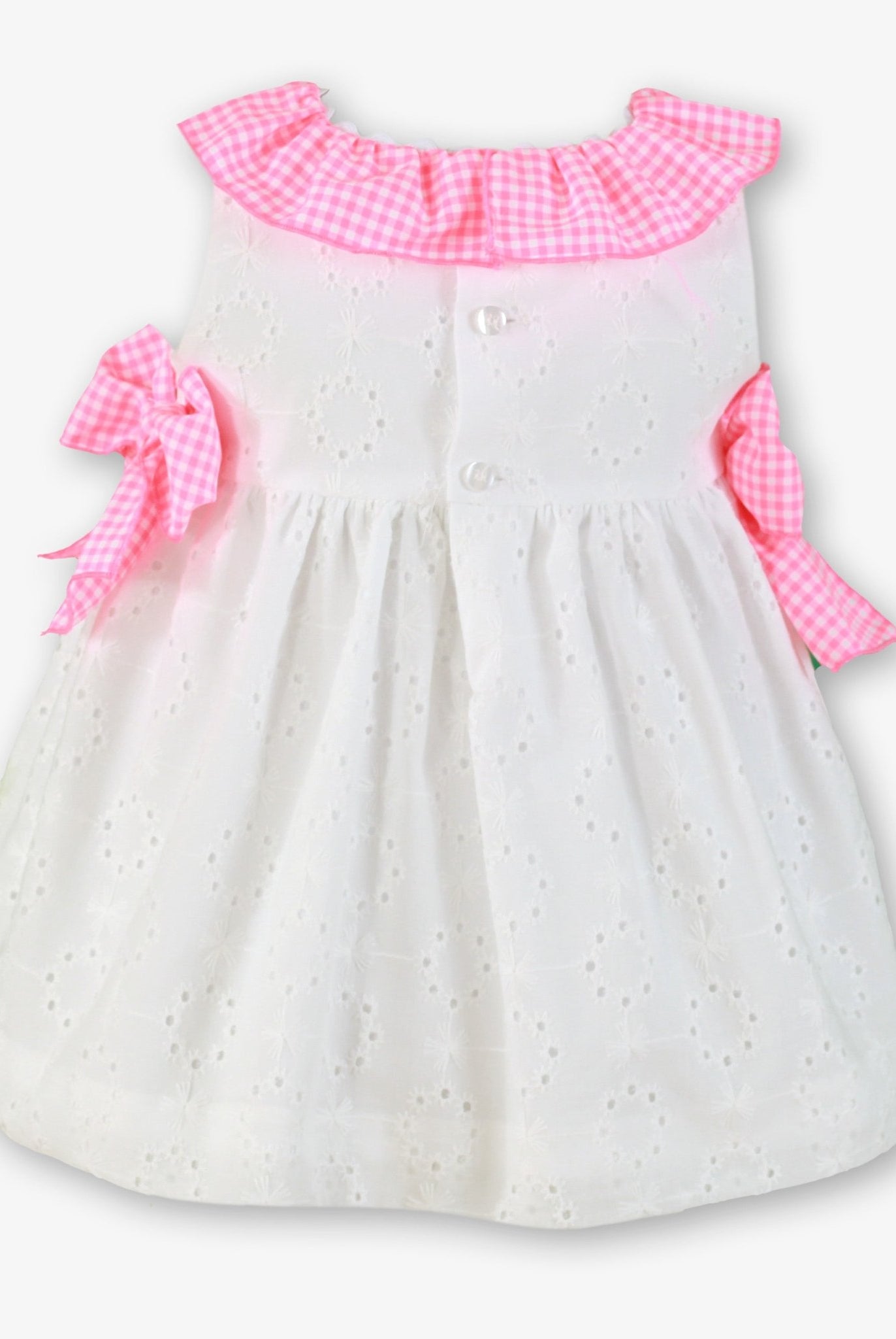 Miranda SS26 PRE - ORDER - Baby Girls White and Neon Pink Dress