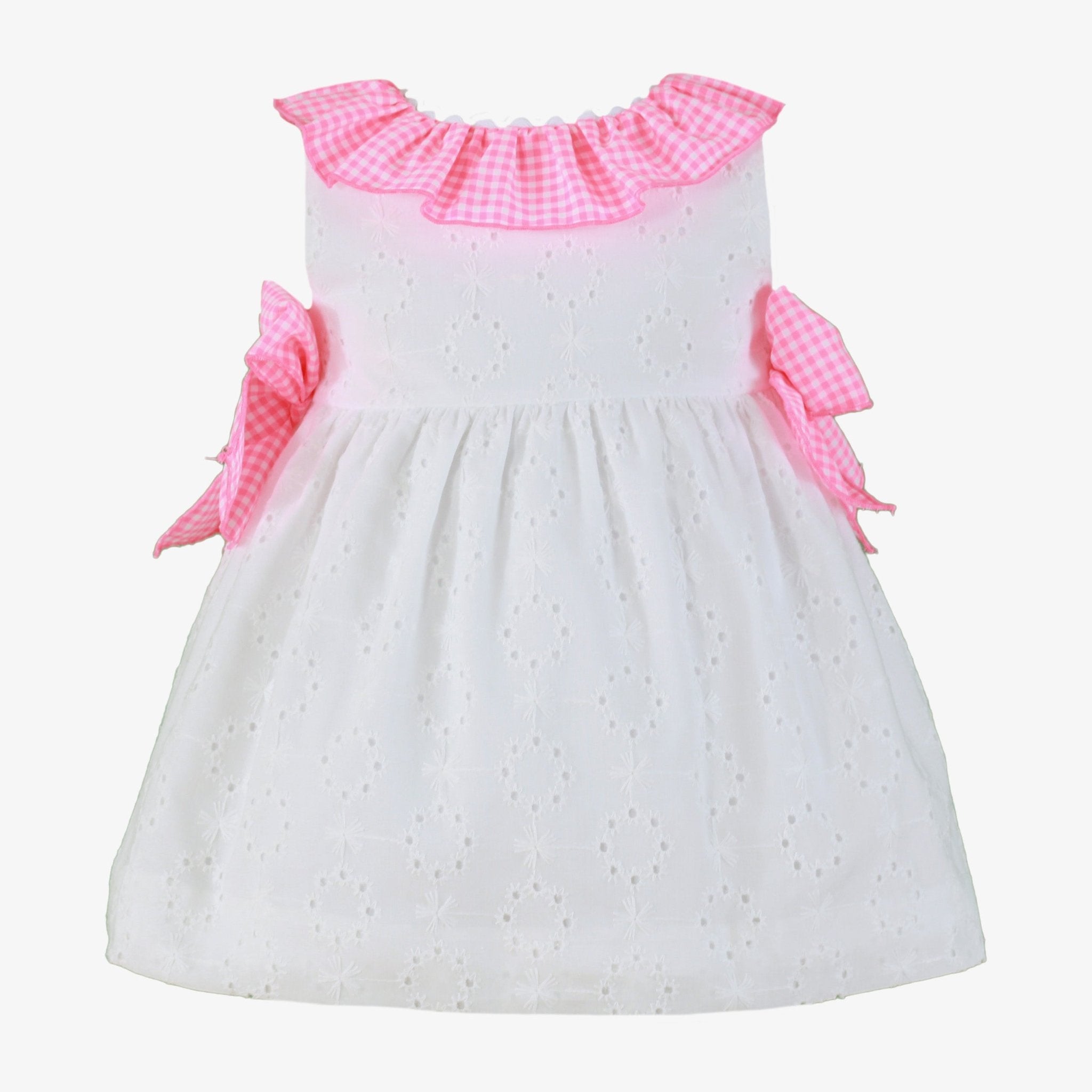 Miranda SS26 PRE - ORDER - Baby Girls White and Neon Pink Dress
