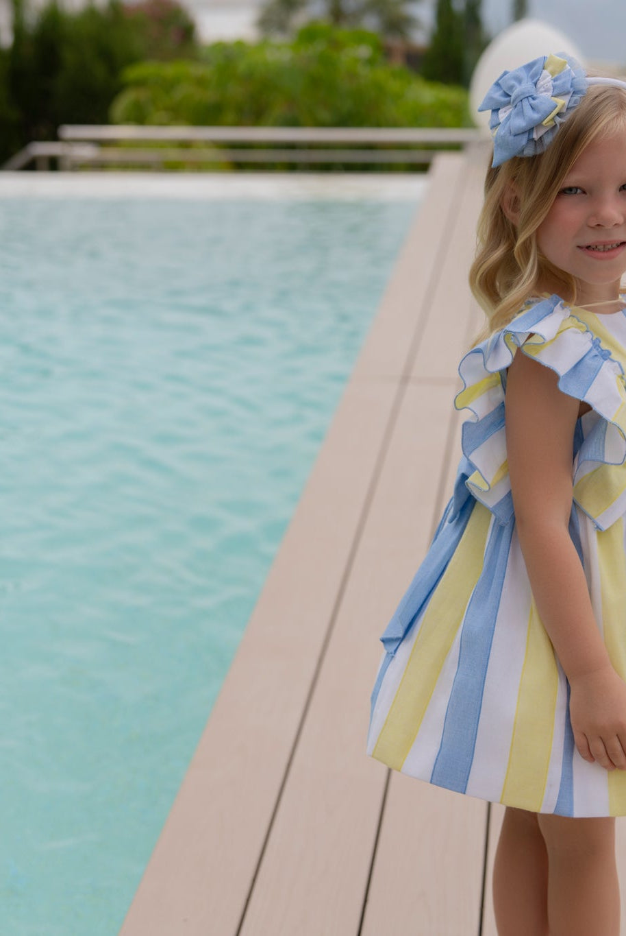 Miranda SS26 PRE - ORDER - Girls Blue & Lemon Stripe Dress