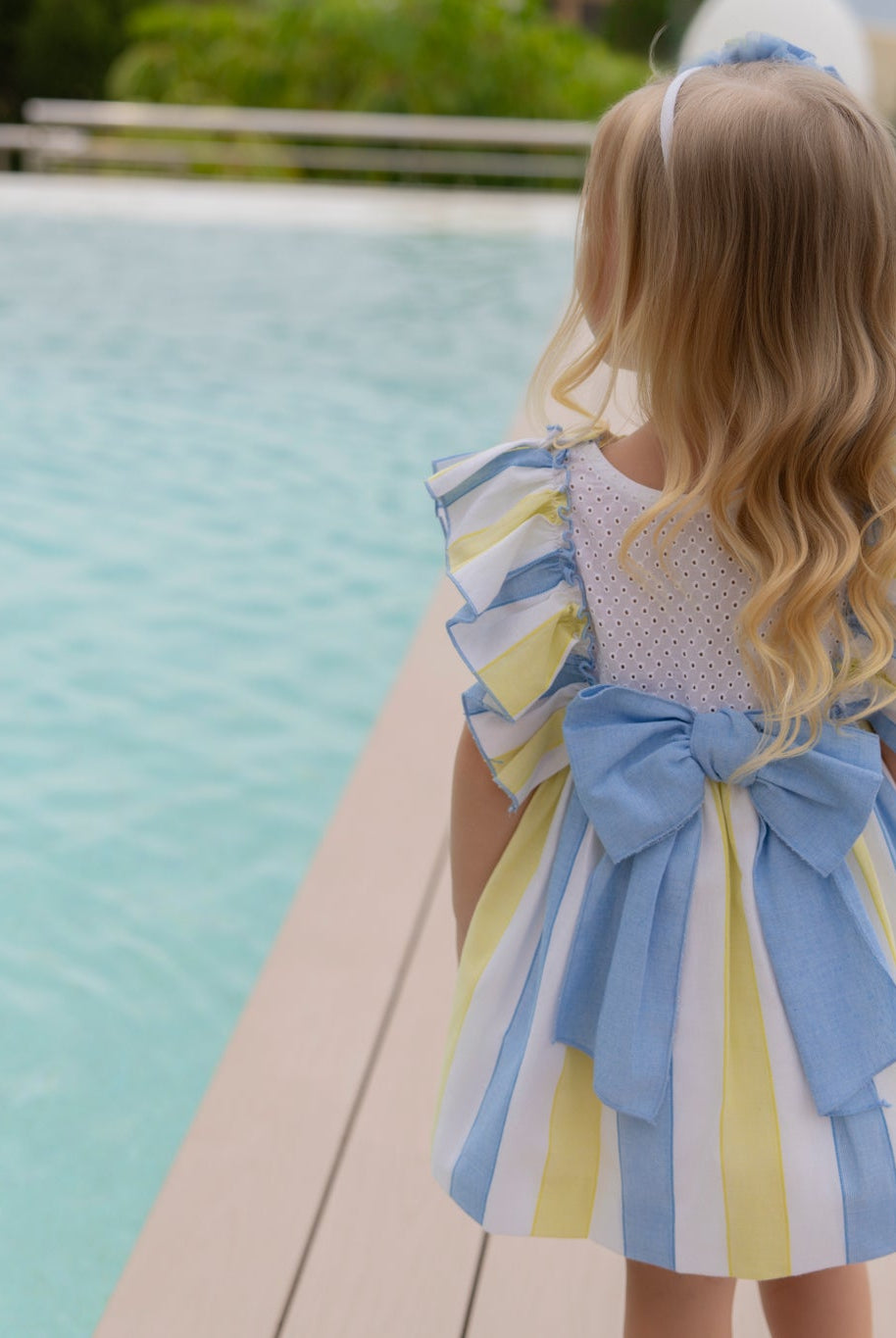 Miranda SS26 PRE - ORDER - Girls Blue & Lemon Stripe Dress