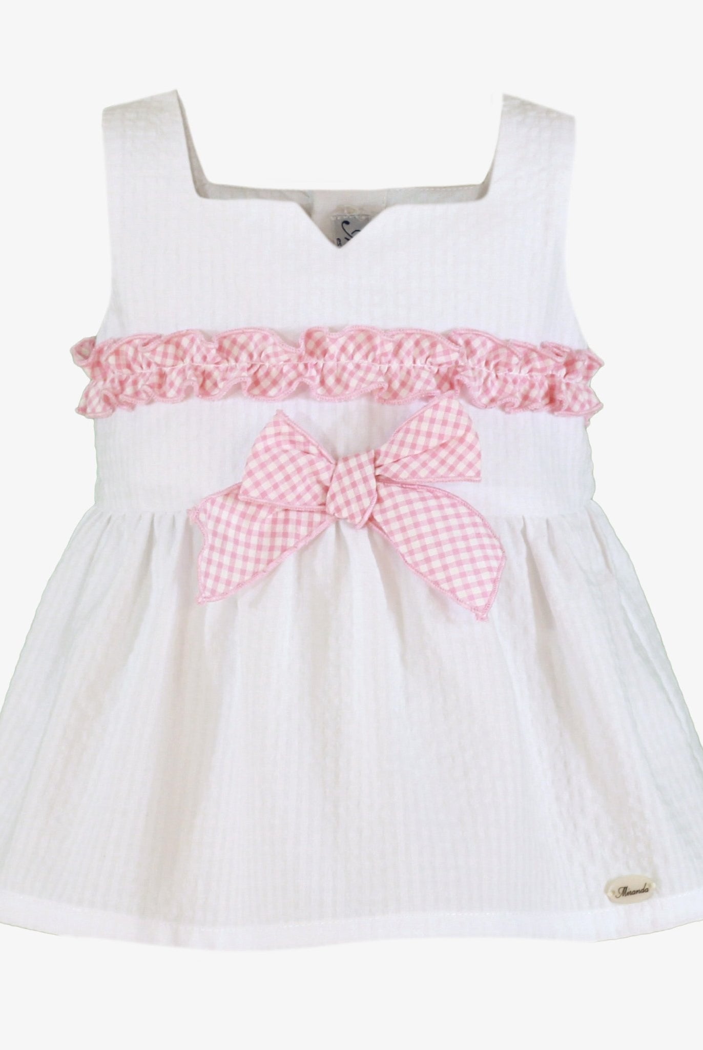 Miranda SS26 PRE - ORDER - Girls White & Baby Pink Skirt and Top Set
