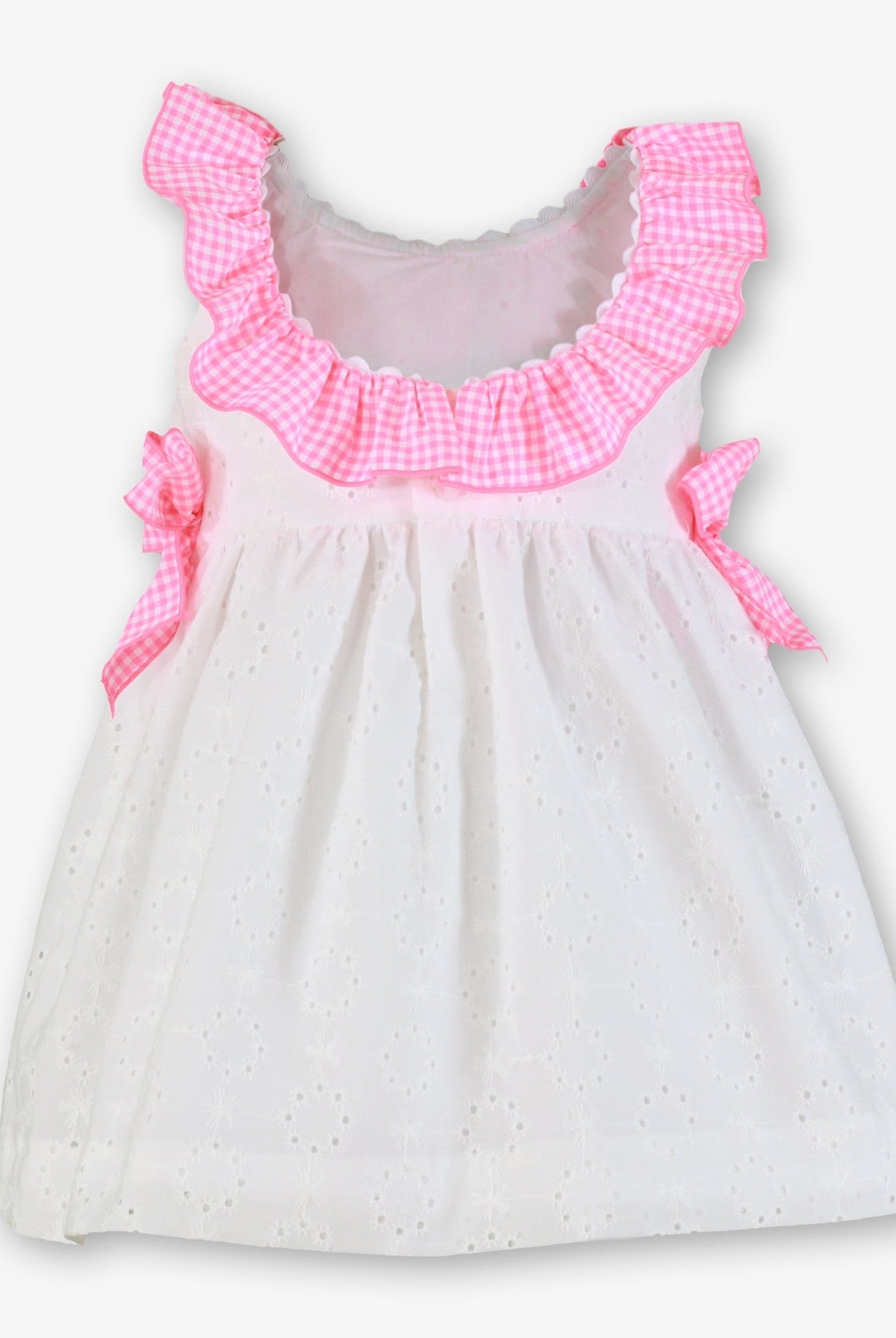 Miranda SS26 PRE - ORDER - Girls White & Neon Pink Dress