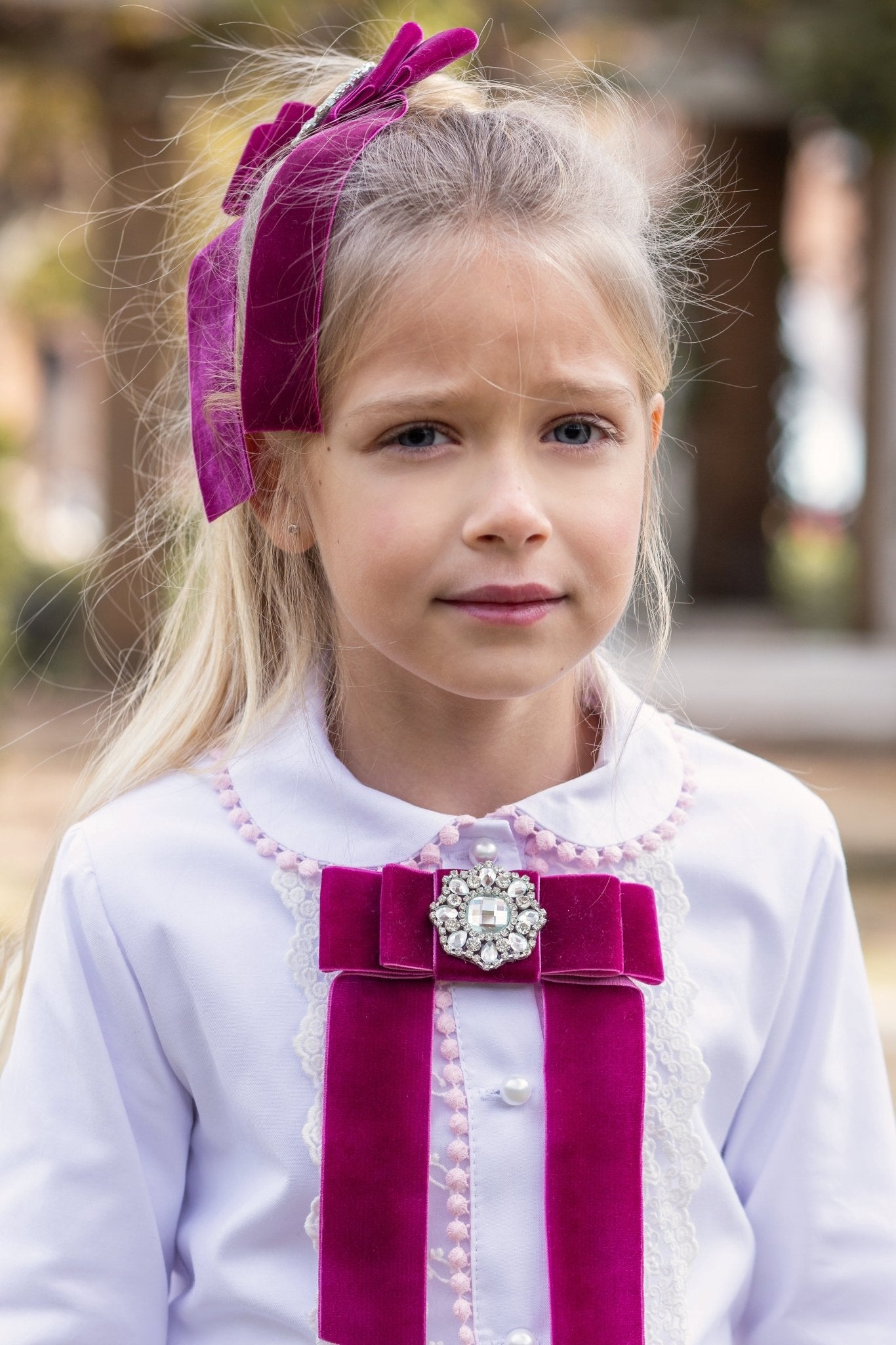 Girls Naxos AW25 Purple Multi Colour Tweed Collection Blouse