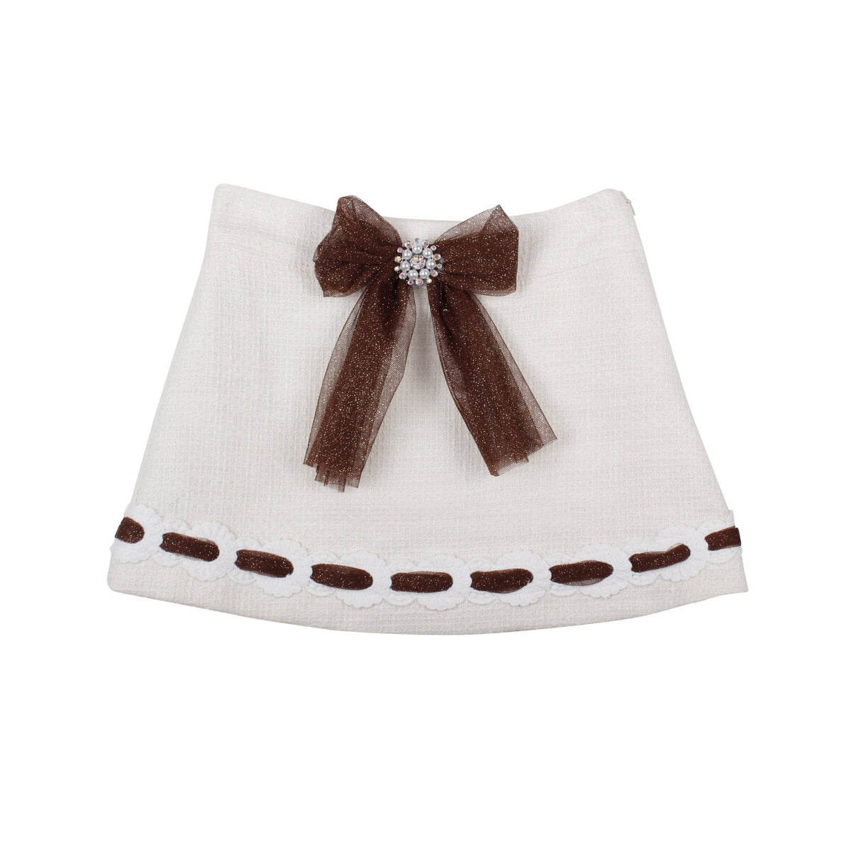 Naxos Girls Cream & Chocolate Skirt, Blouse & Jacket Set | AW26