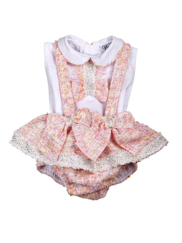 NAXOS SS24 - Baby Girls Pink Chanel Romper Suit & Blouse - Mariposa Children's Boutique