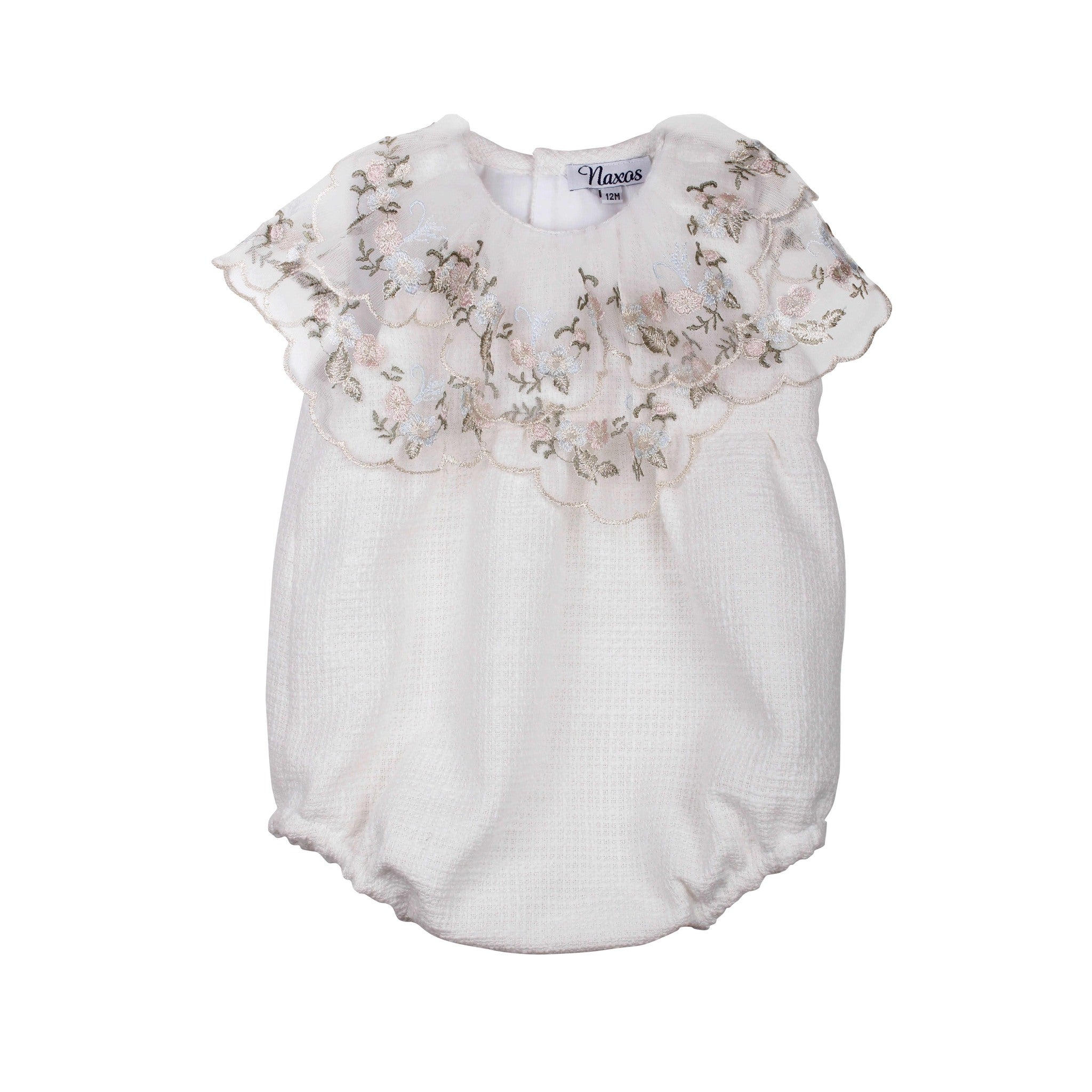 Naxos SS25 - Baby Girl's Cream Chanel Tweed Romper - Mariposa Children's Boutique