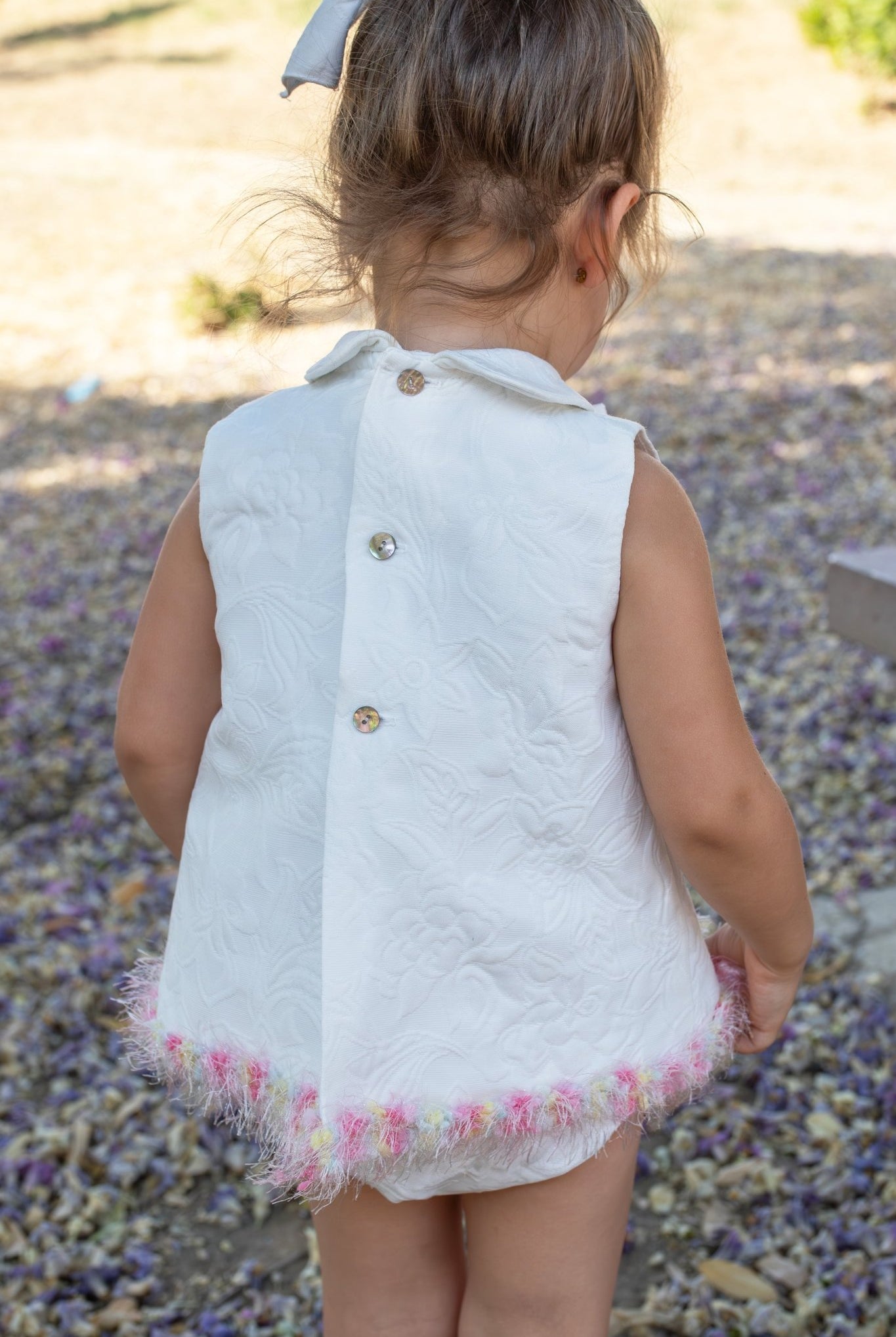 Naxos SS26 - Baby Girls White Jacquard & Multicolour Dress & Knickers