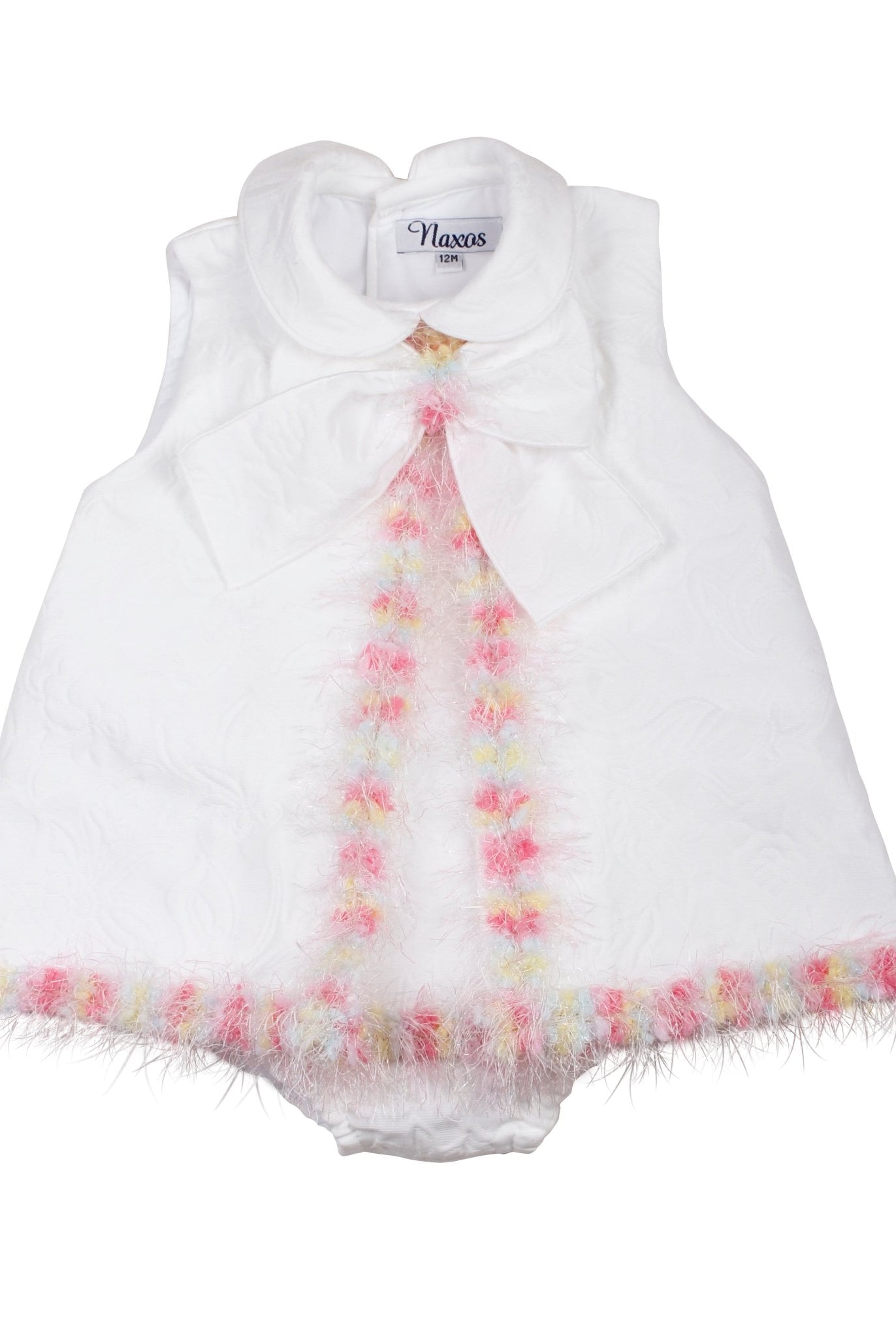 Naxos SS26 - Baby Girls White Jacquard & Multicolour Dress & Knickers