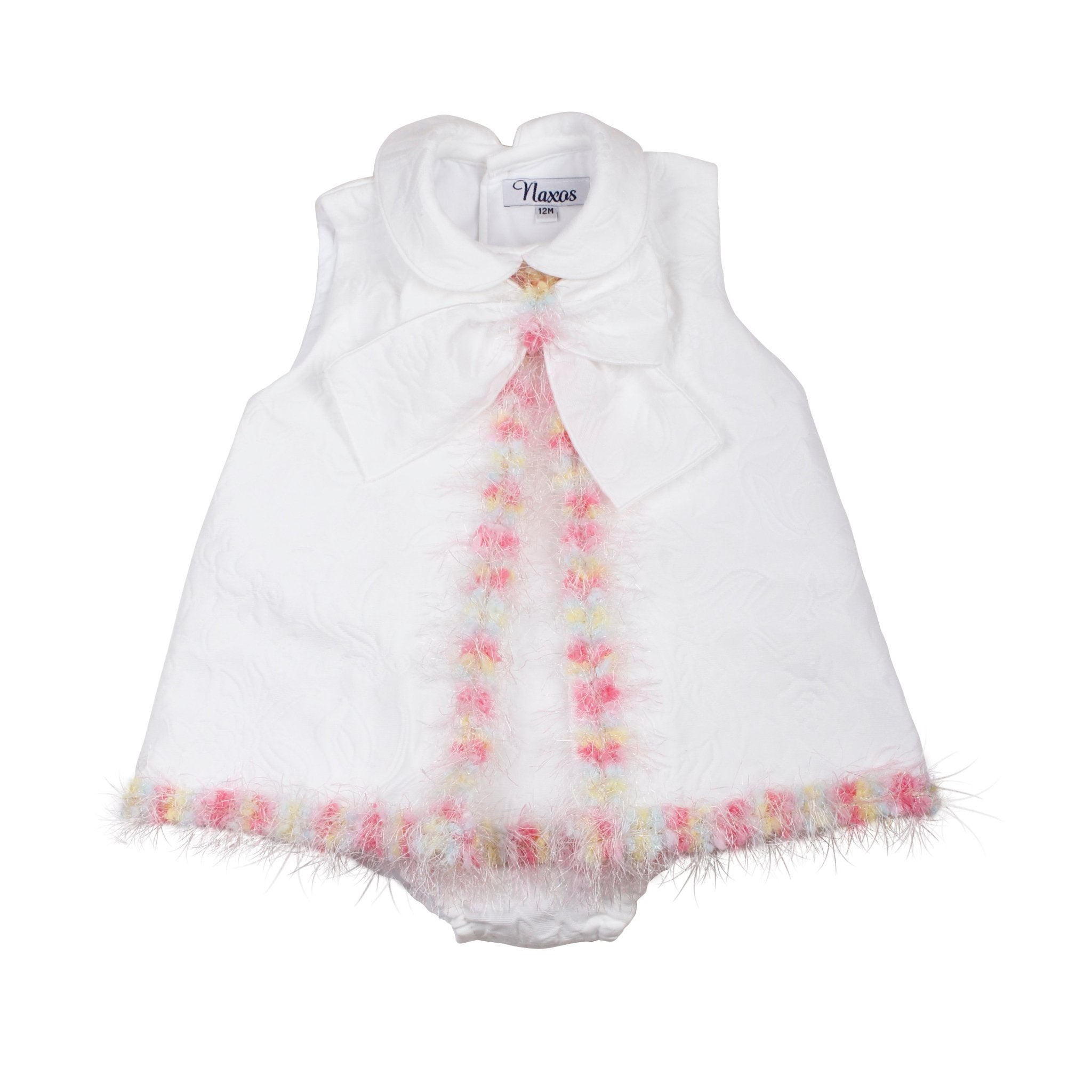 Naxos SS26 - Baby Girls White Jacquard & Multicolour Dress & Knickers