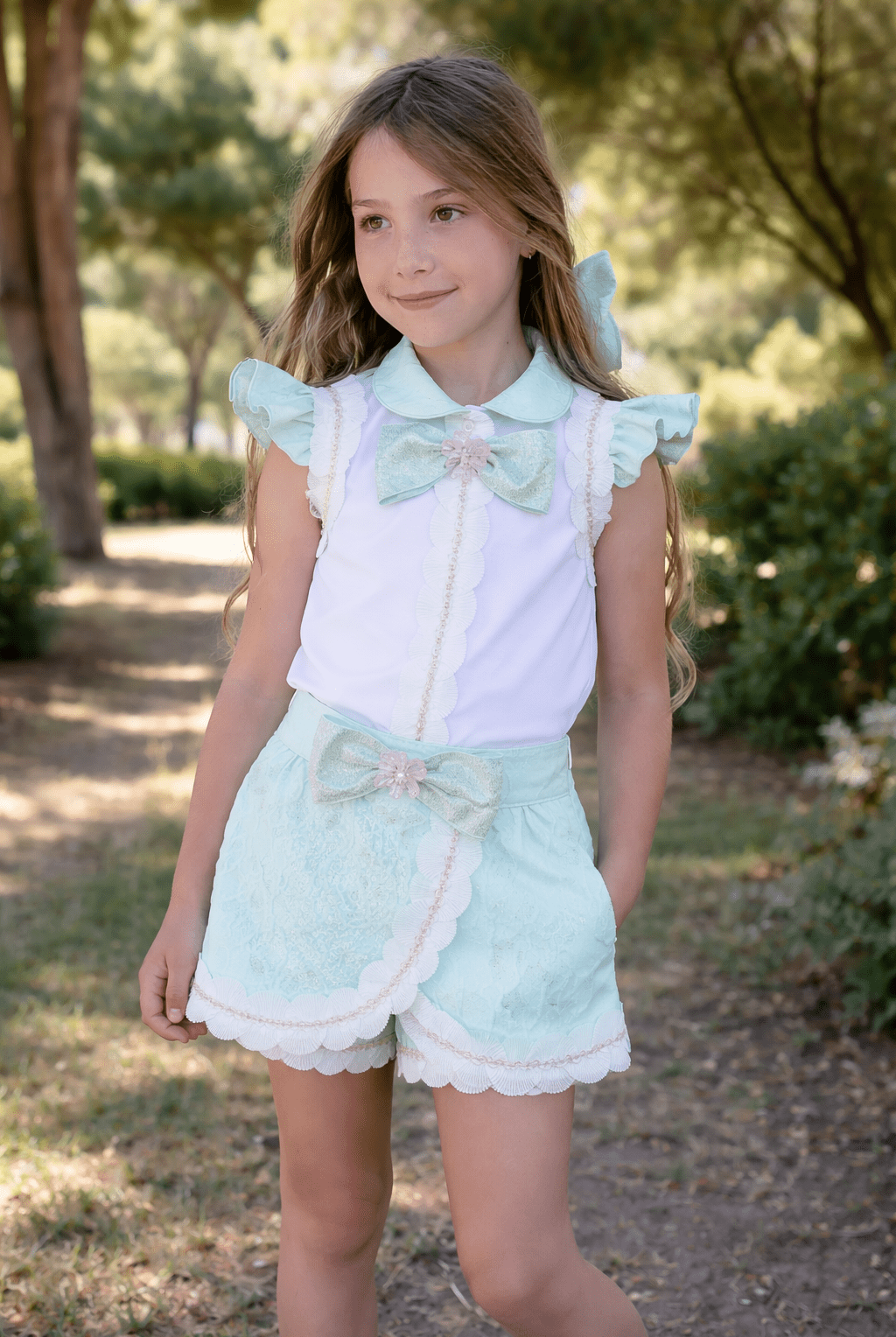 Naxos SS26 - Girls Mint Skirt and Blouse Set