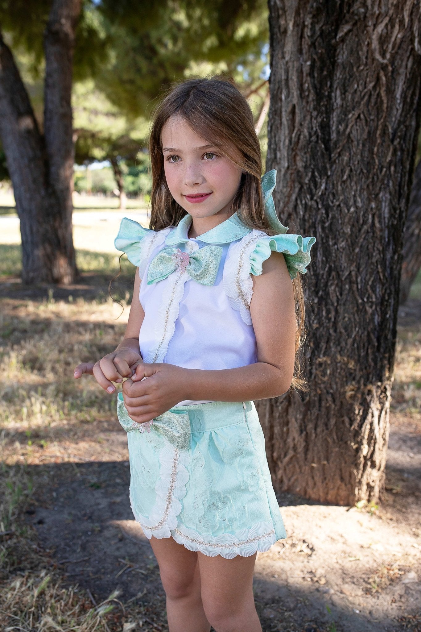 Naxos SS26 - Girls Mint Skirt and Blouse Set