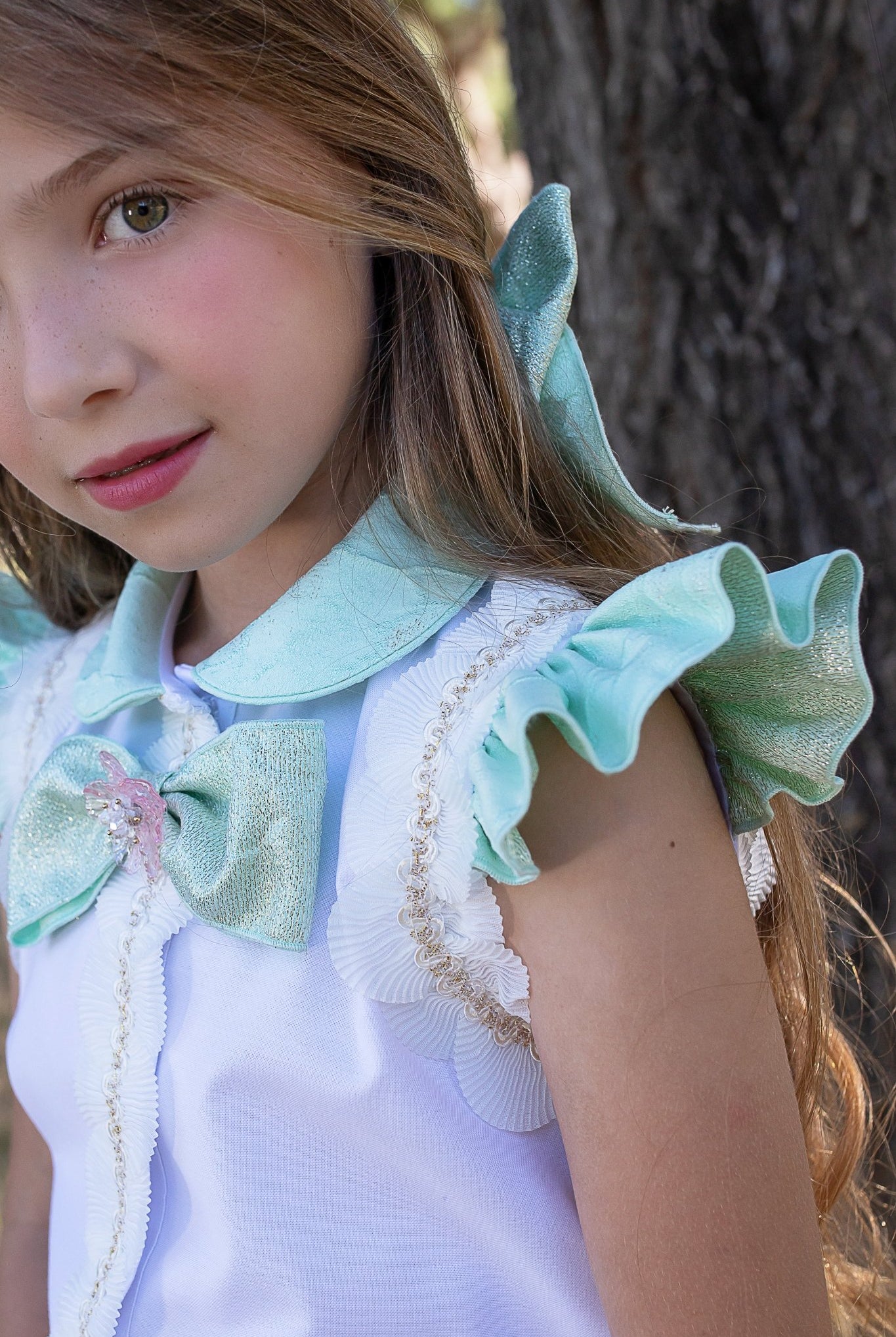 Naxos SS26 - Girls Mint Skirt and Blouse Set