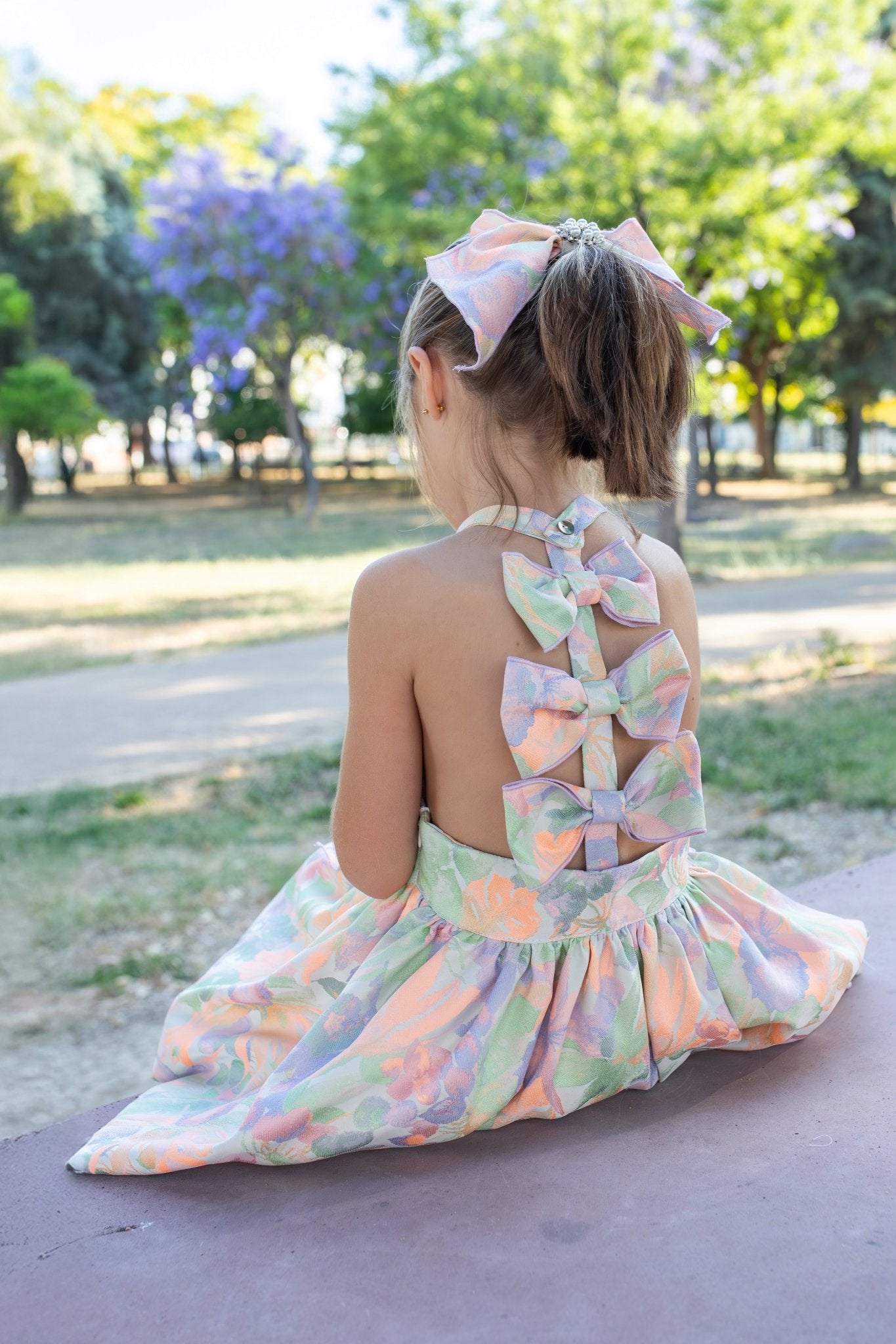 Naxos SS26 - Girls Multicoloured Bow Back Design Dress