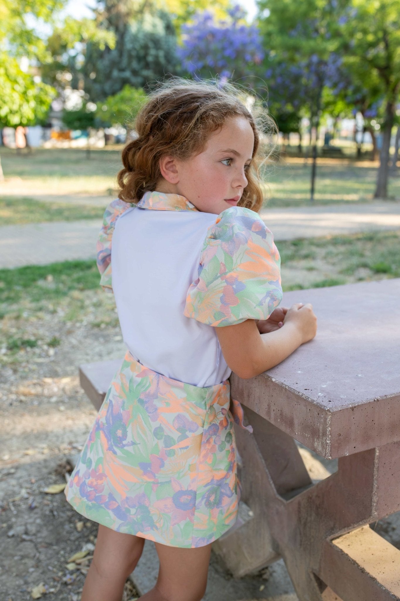 Naxos SS26 - Girls Multicoloured Floral Skirt & Blouse Set