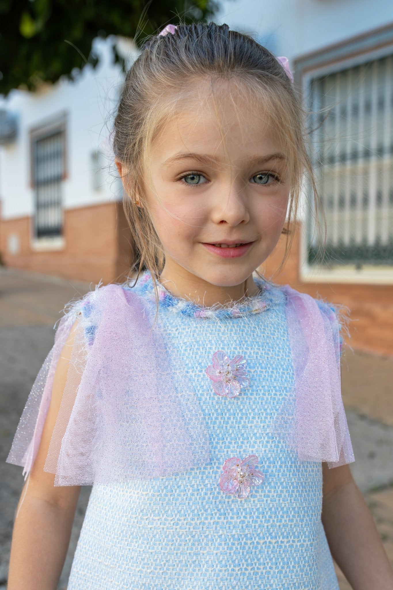 Naxos SS26 - Girls Pastel Tweed & Pink Tulle Dress