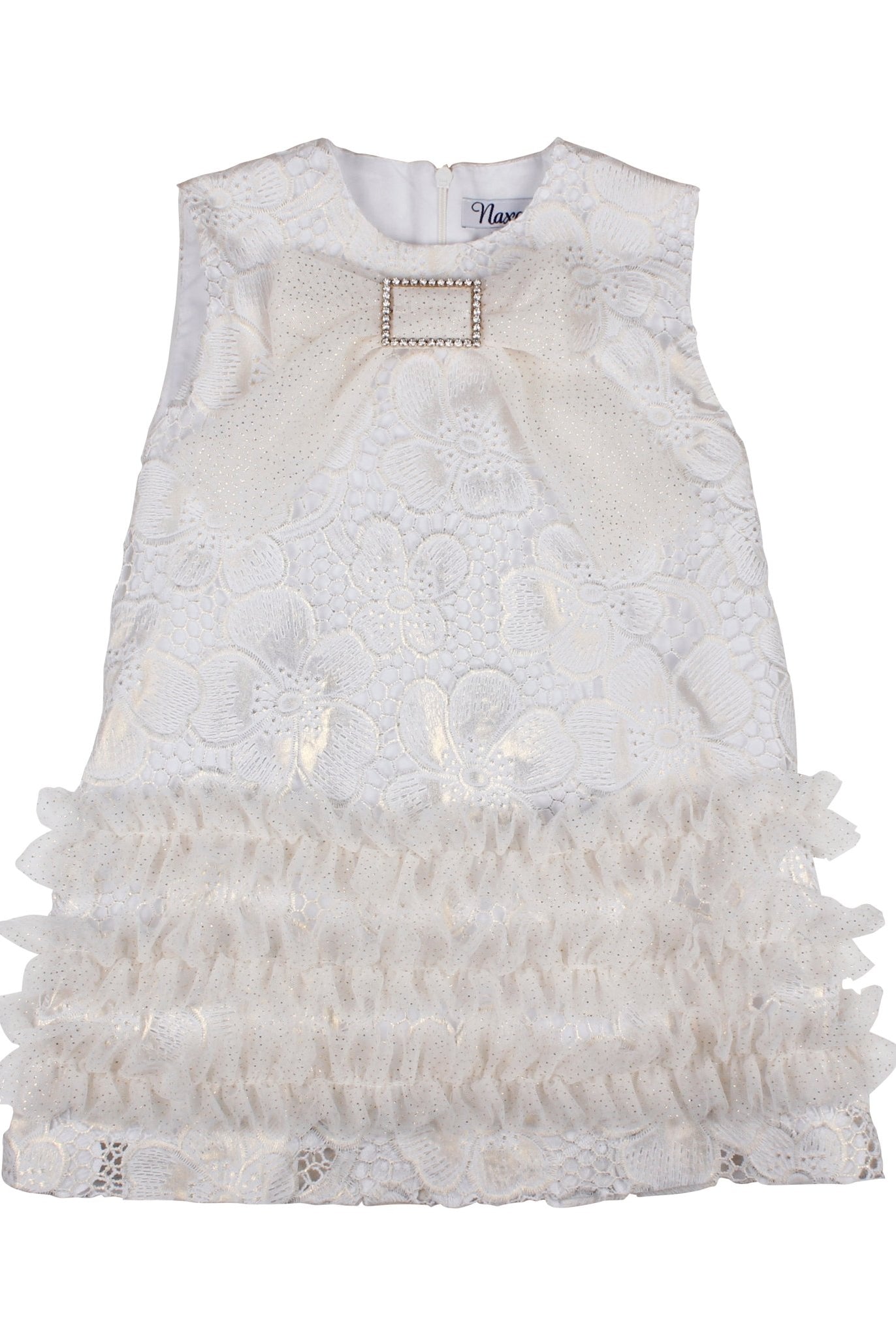 Naxos SS26 - Girls White & Gold Embroidered Dress