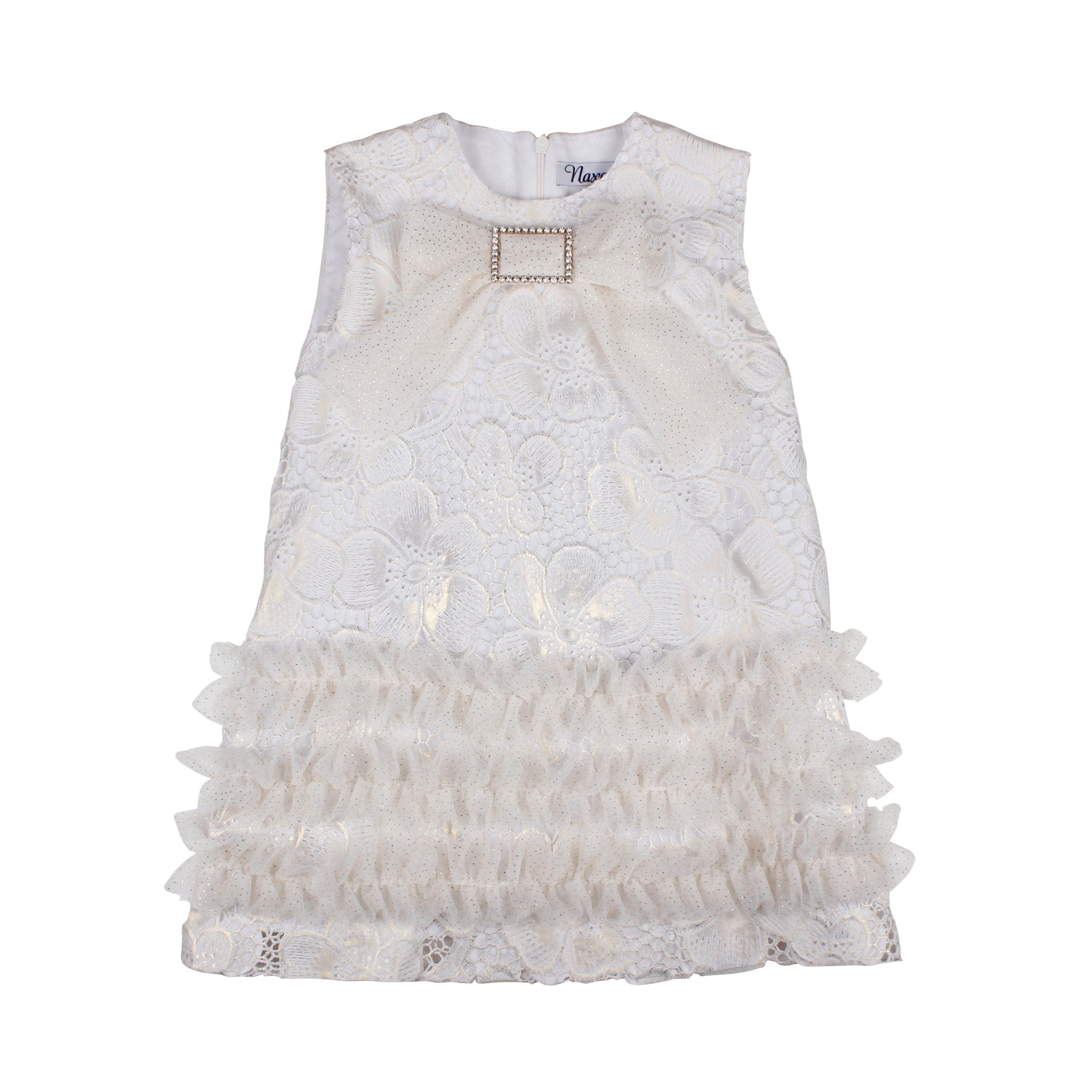Naxos SS26 - Girls White & Gold Embroidered Dress