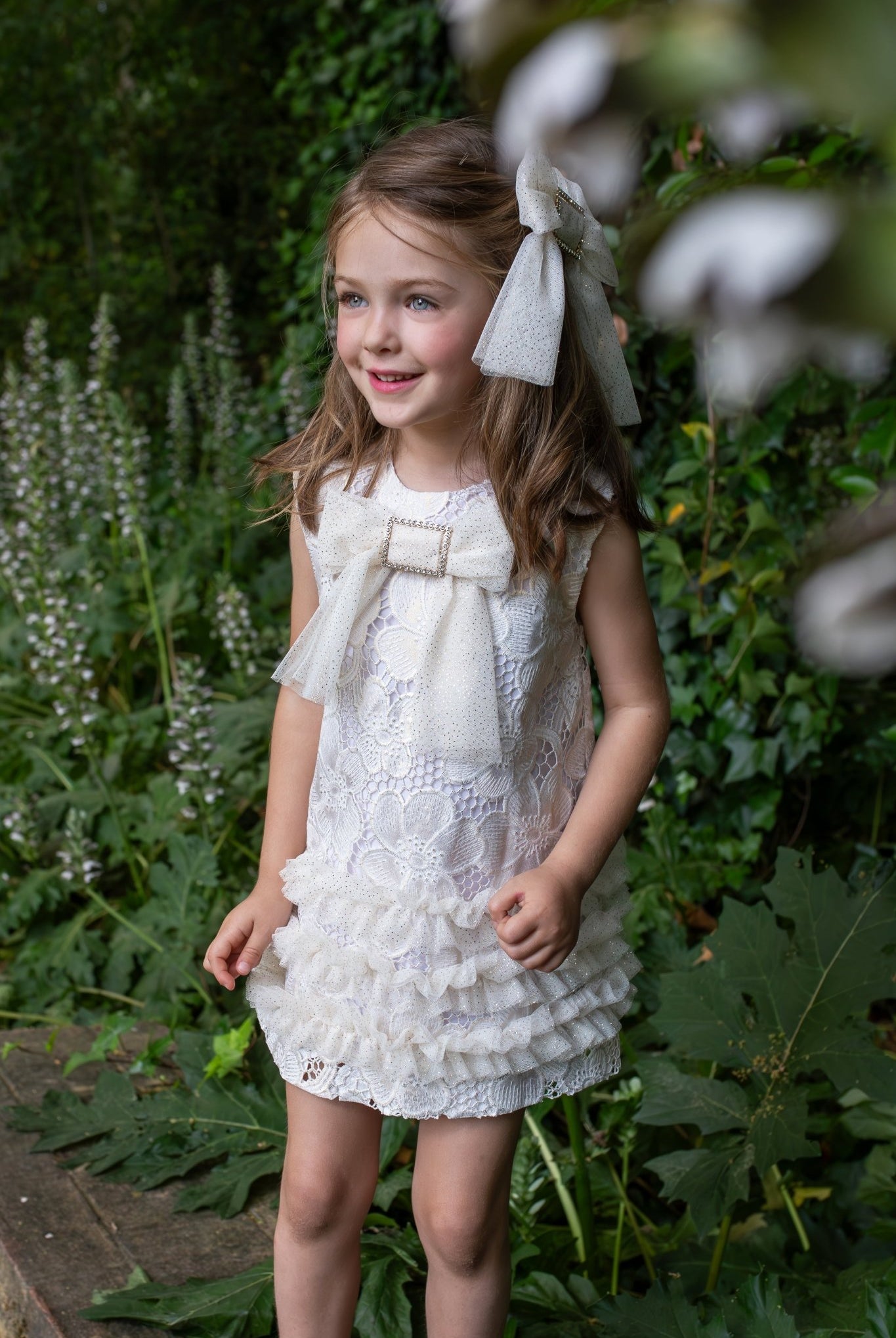 Naxos SS26 - Girls White & Gold Embroidered Dress