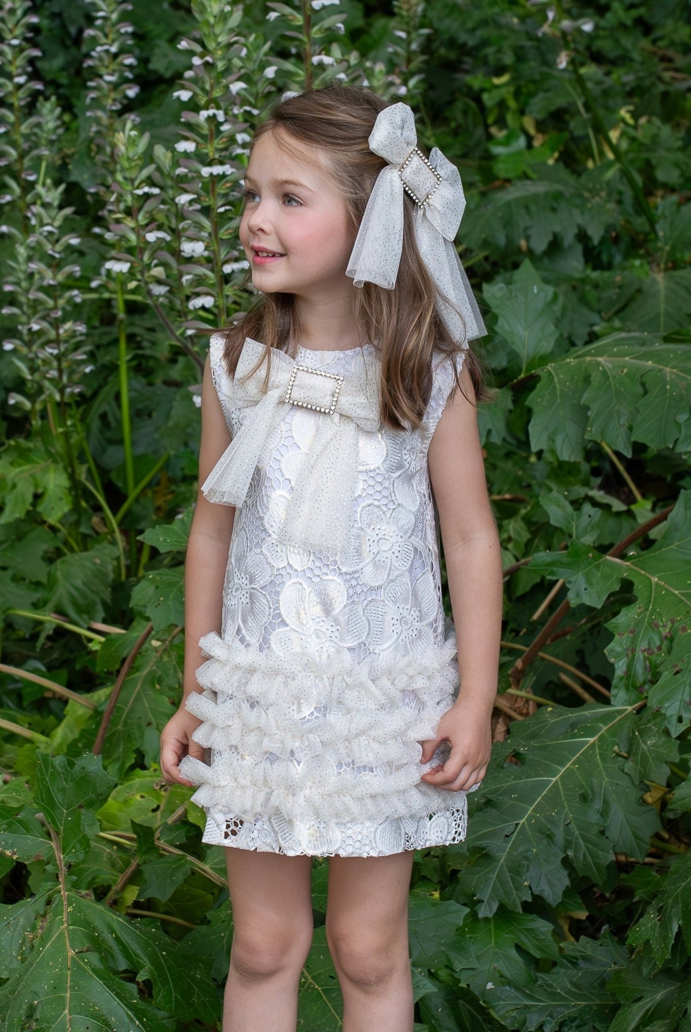 Naxos SS26 - Girls White & Gold Embroidered Dress