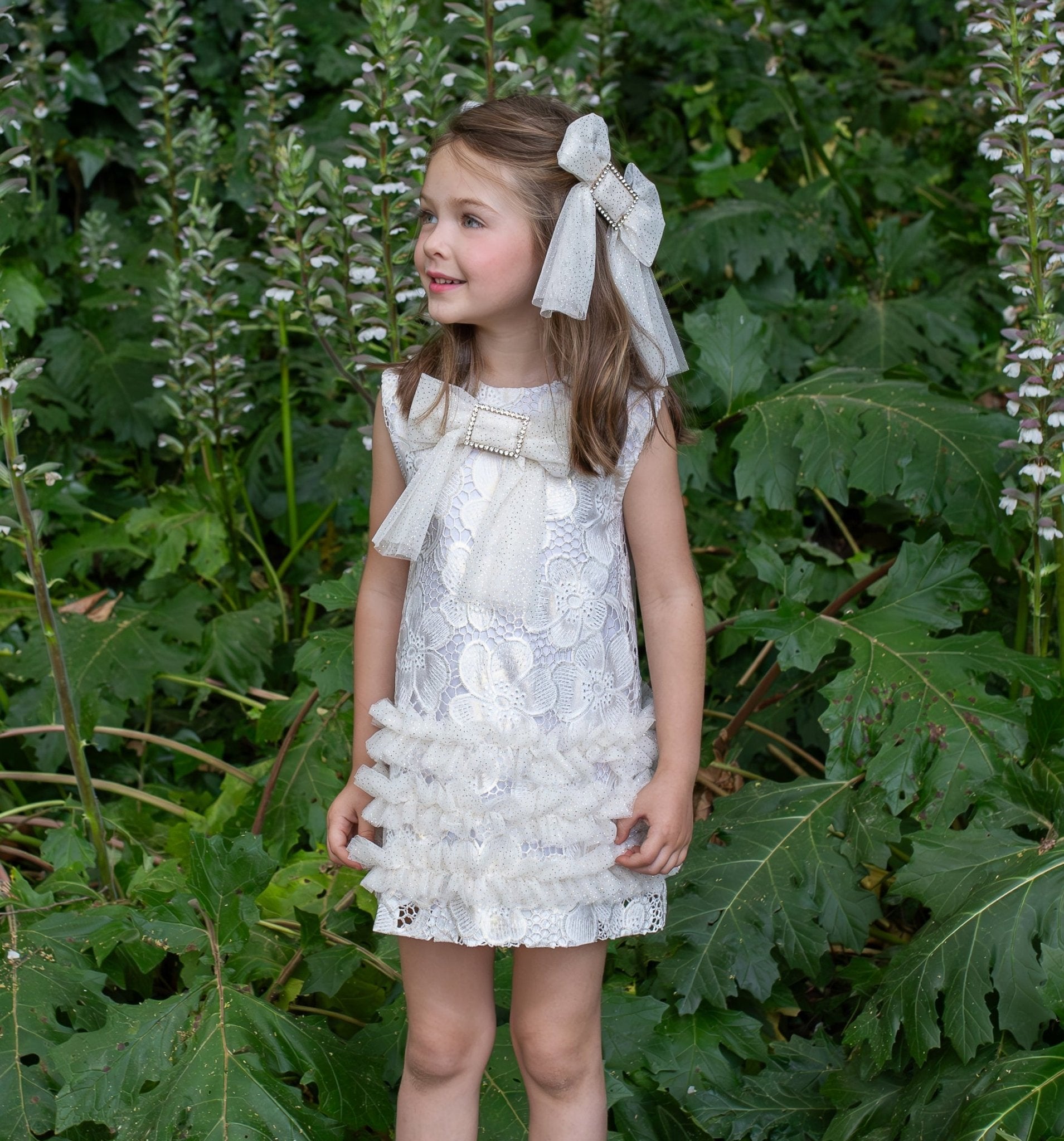 Naxos SS26 - Girls White & Gold Embroidered Dress