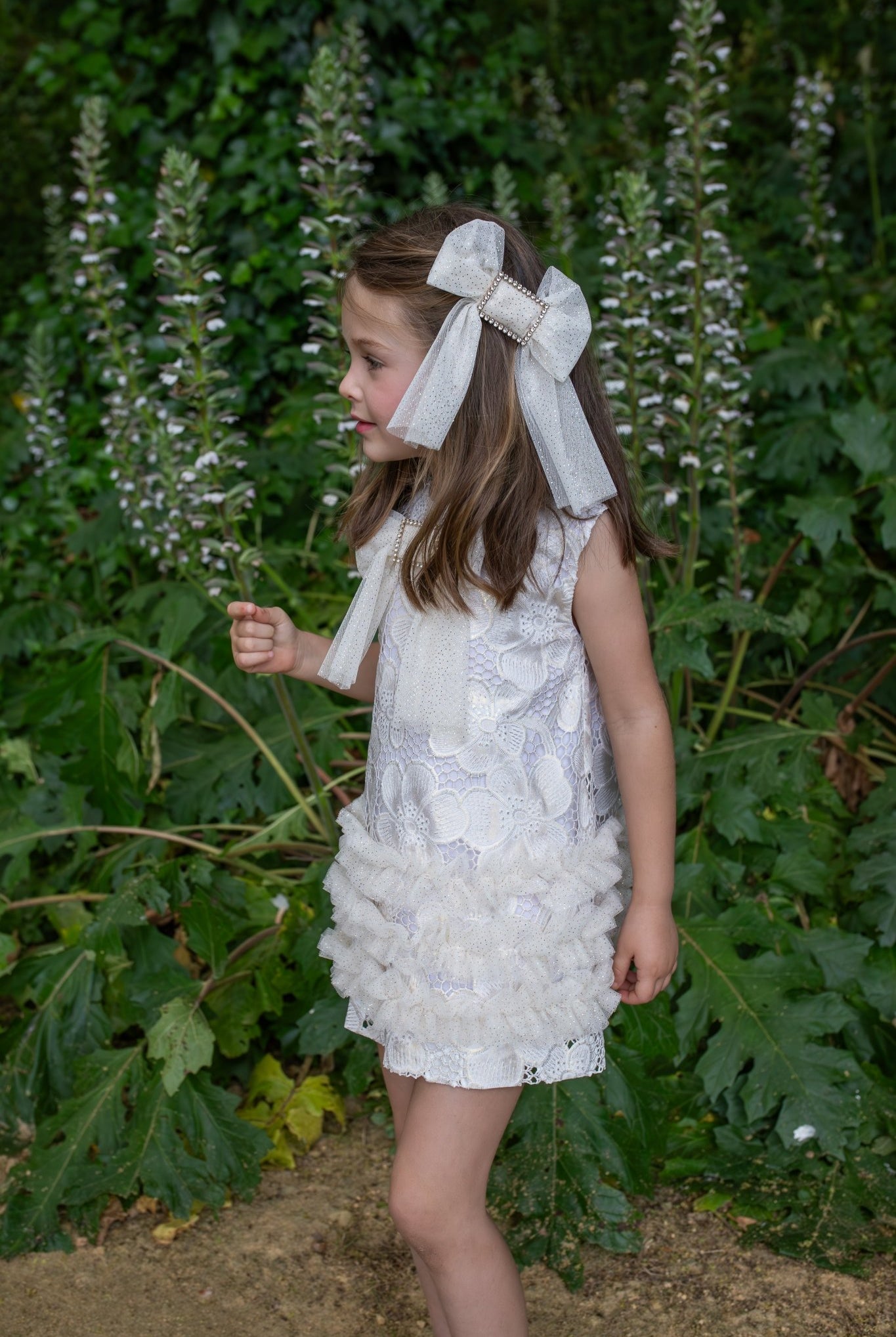 Naxos SS26 - Girls White & Gold Embroidered Dress