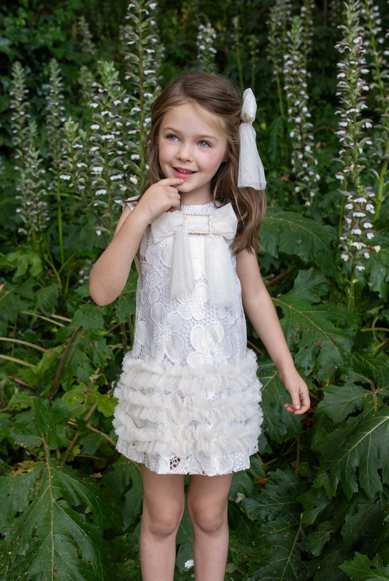 Naxos SS26 - Girls White & Gold Embroidered Dress