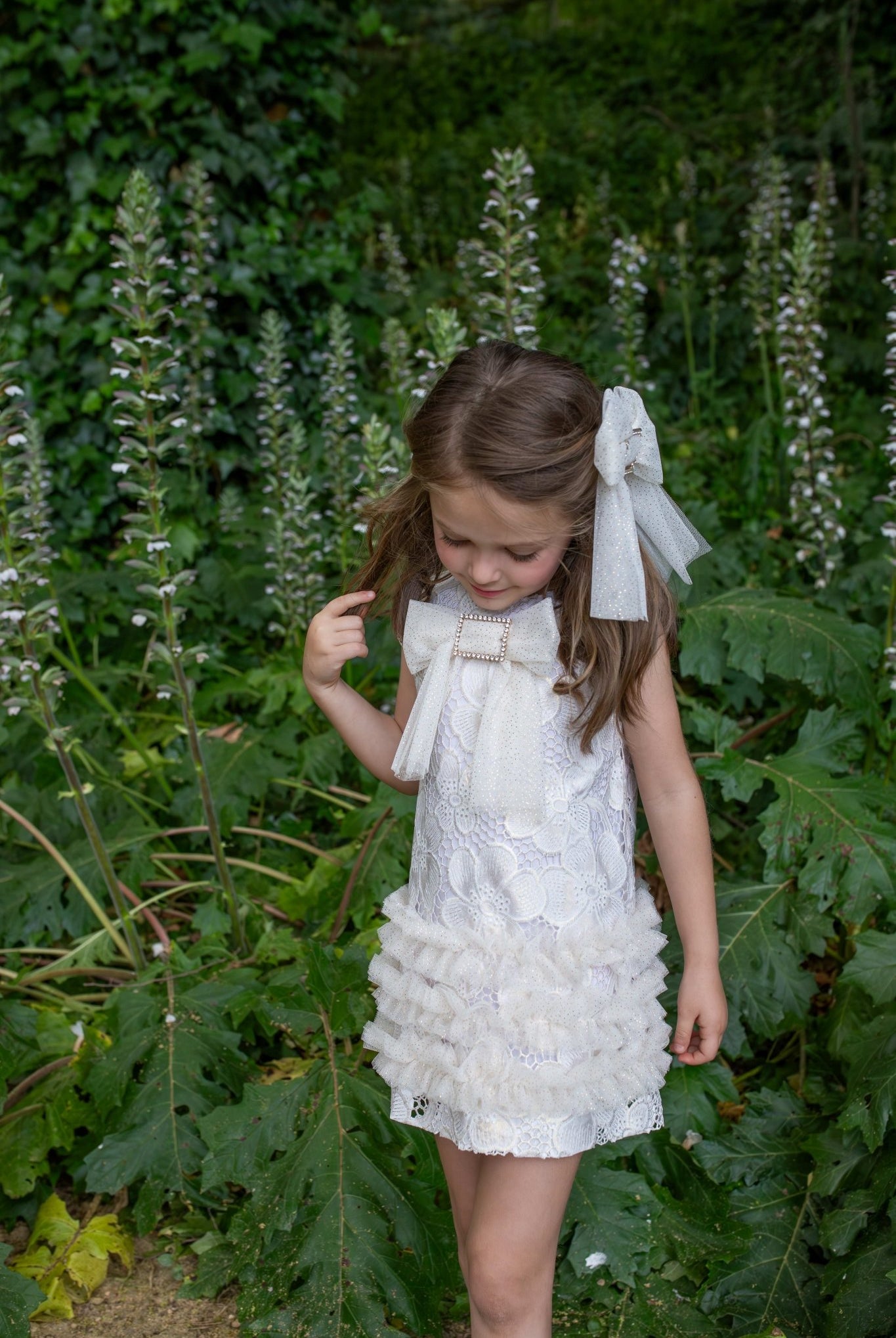Naxos SS26 - Girls White & Gold Embroidered Dress