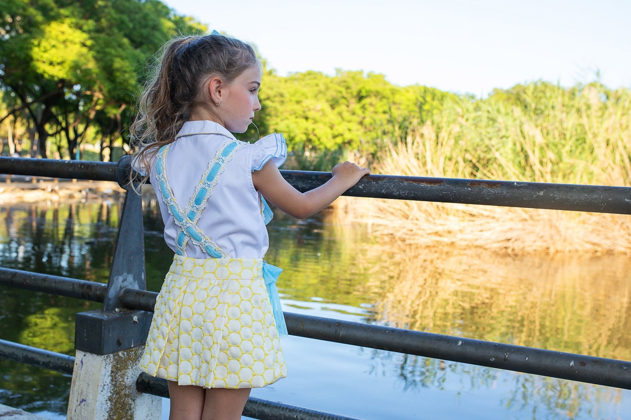 Naxos SS26 - Girls Yellow & Blue Tulle Design Skirt & Blouse Set