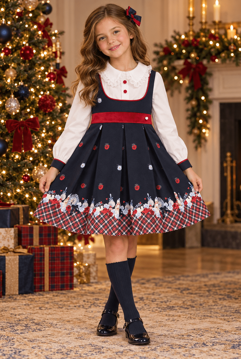 Piccola Speranza Navy & Red Dress Age 10yrs and 12yrs.
