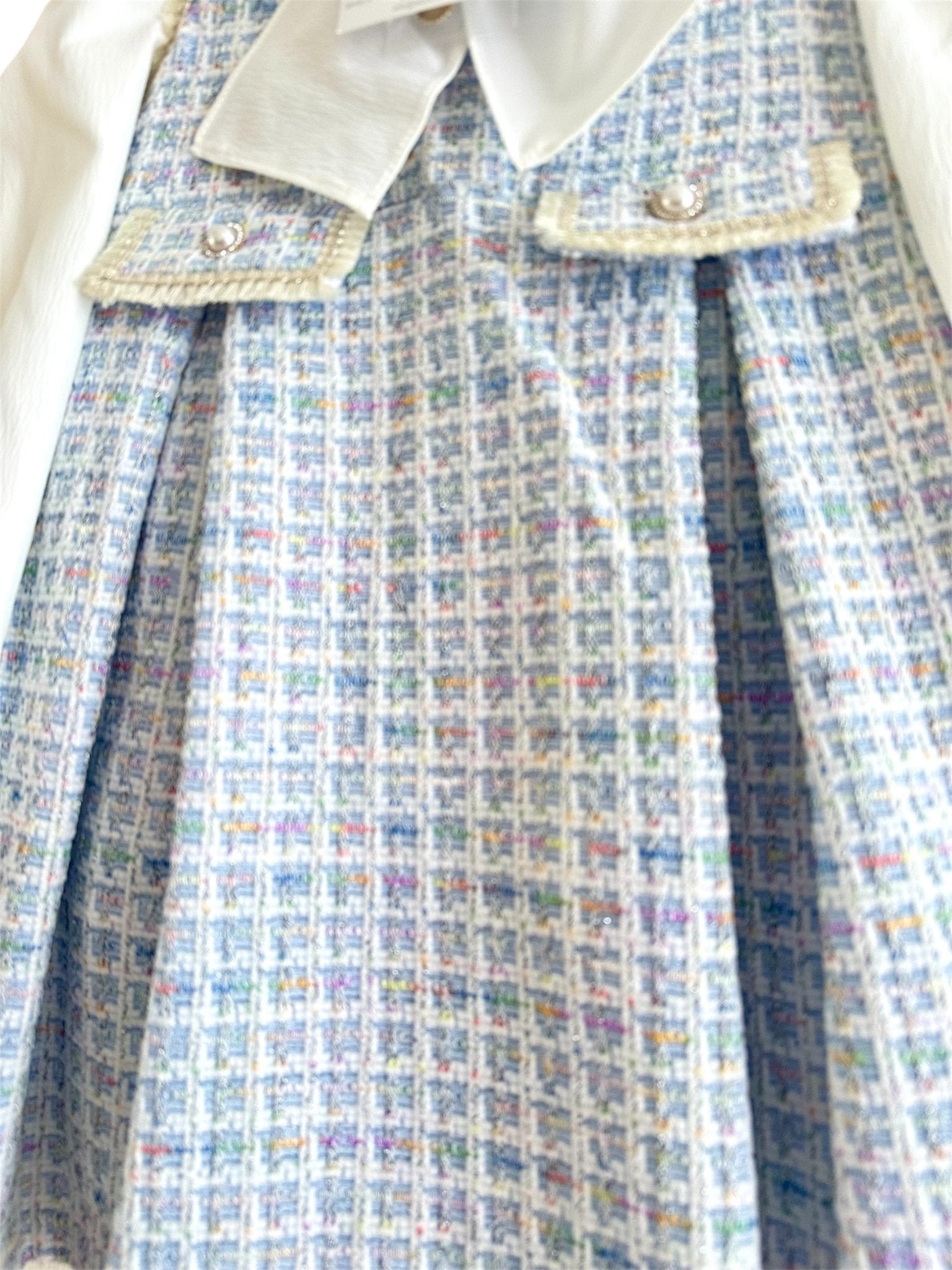 Rochy AW25 - Girl's Chanel Blue & Multi Colour Tweed Dress