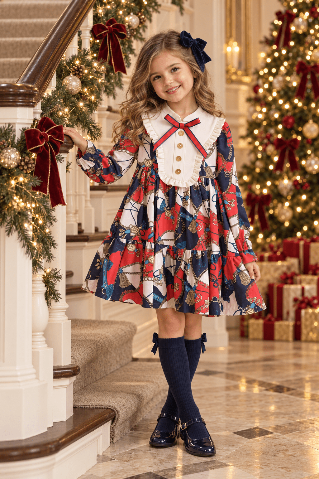 Rochy Girls Gold Collection Red Print Dress | AW26