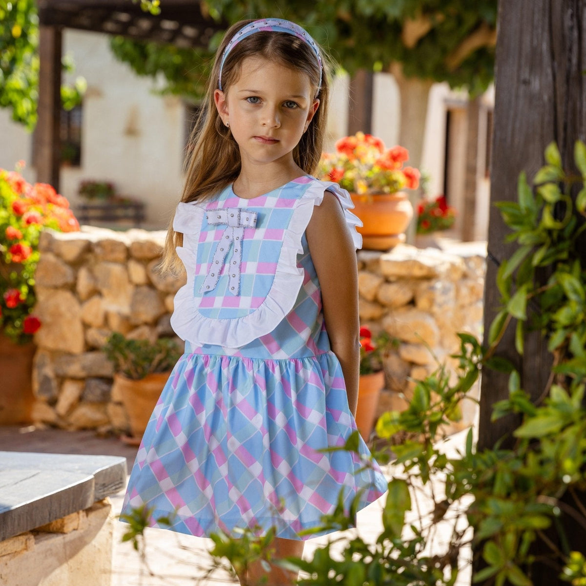 white blue and pink dress Blue, White & Pink