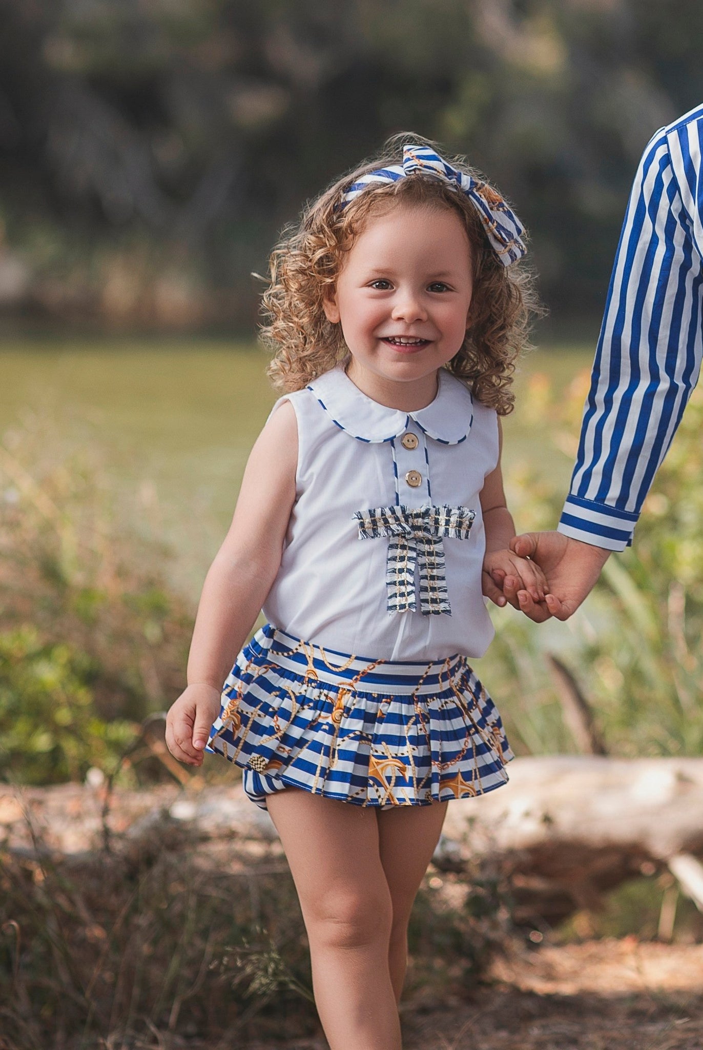 Rochy SS26 PRE - ORDER - Baby Girls Marine 2pc Blouse & Skorts Set