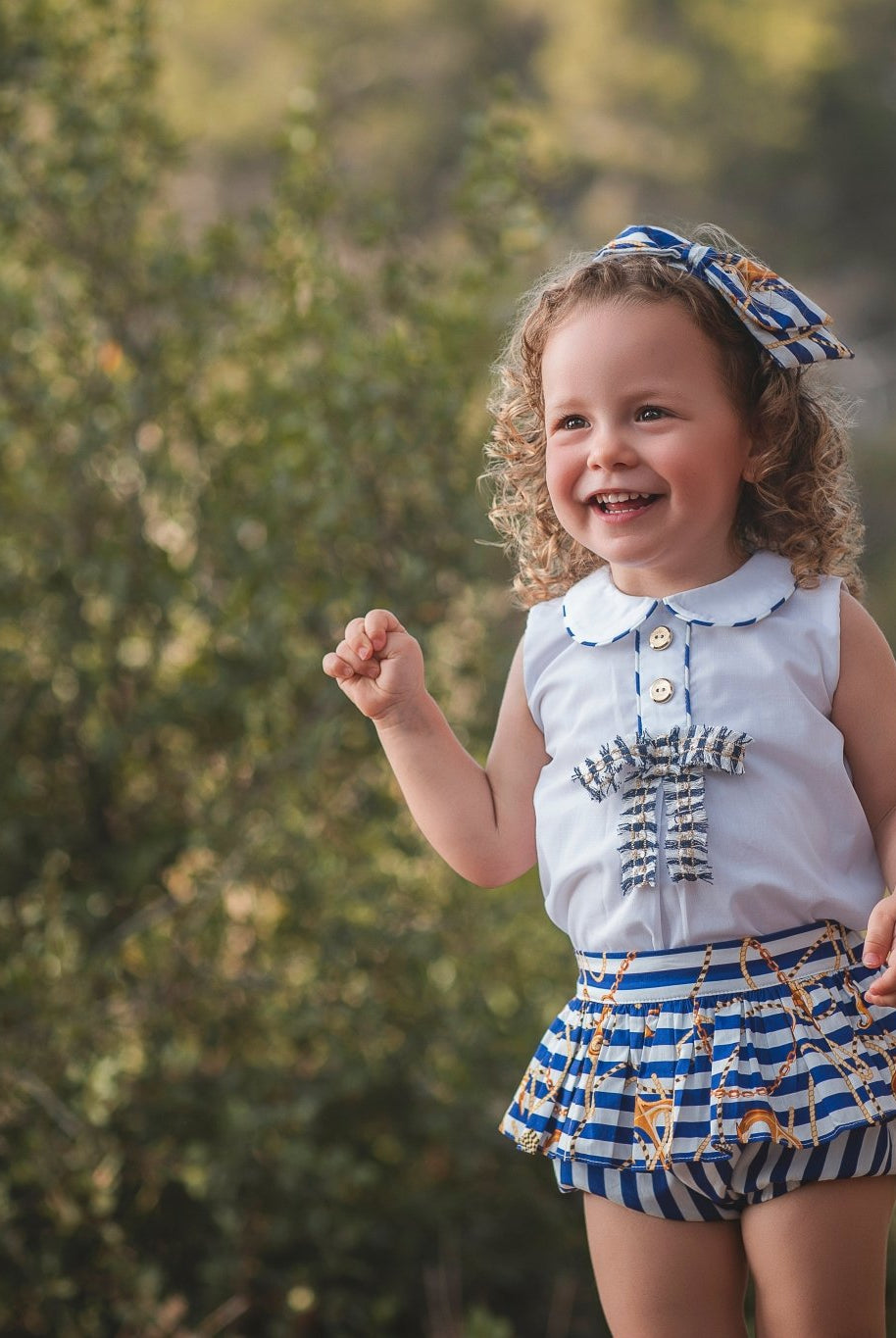 Rochy SS26 PRE - ORDER - Baby Girls Marine 2pc Blouse & Skorts Set