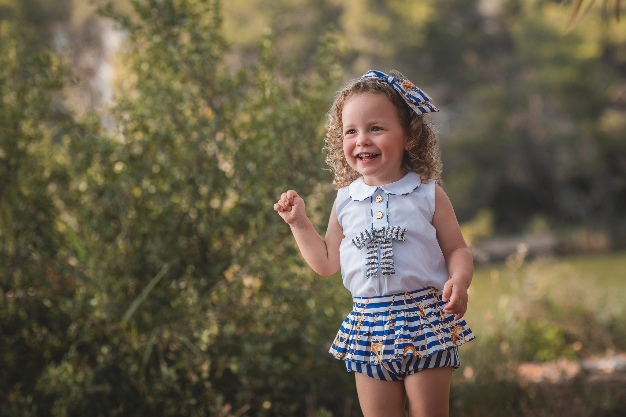 Rochy SS26 PRE - ORDER - Baby Girls Marine 2pc Blouse & Skorts Set