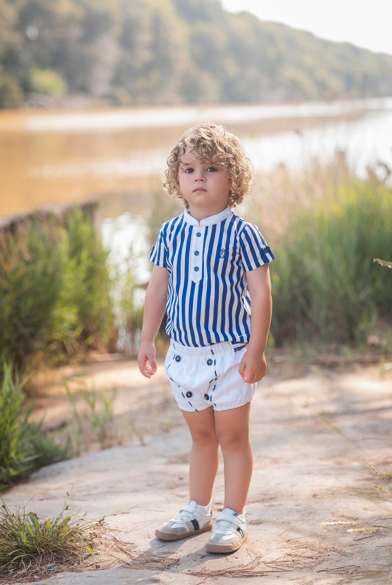 Rochy SS26 PRE - ORDER - Boys Marine White & Navy Shorts and Shirt Set