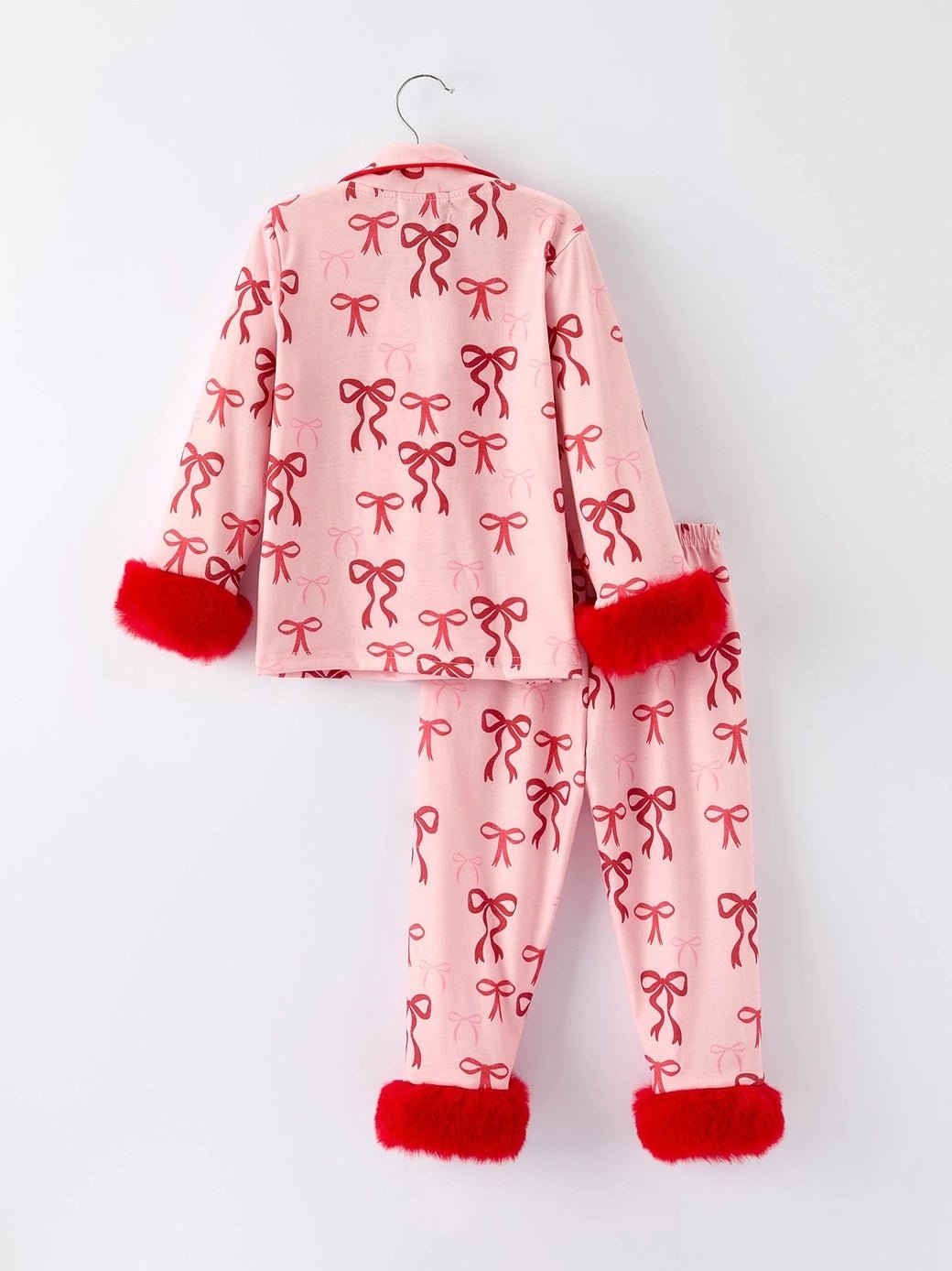Rylee Faith AW25 - Girls Pink Bow Christmas Pyjamas