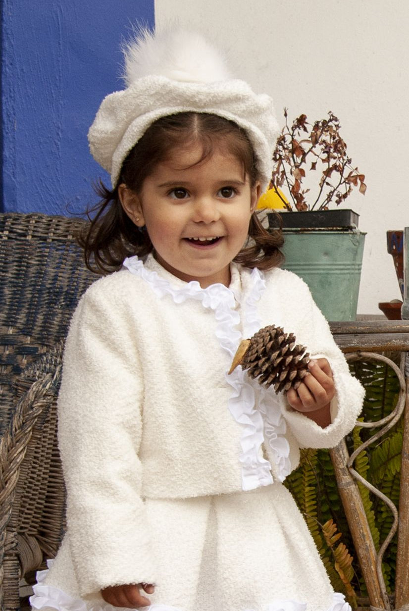Sonata AW25 PRE - ORDER - Girls Cream Skirt, Jacket and Hat 8yrs