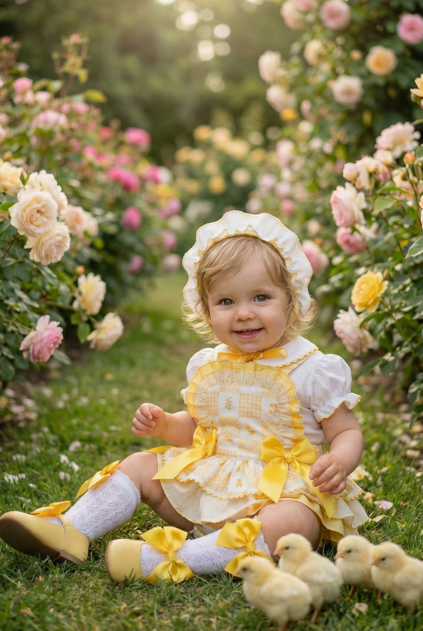 Sonata EASTER Made to Order - Baby Girls Yellow Chick Romper Set with Blouse
