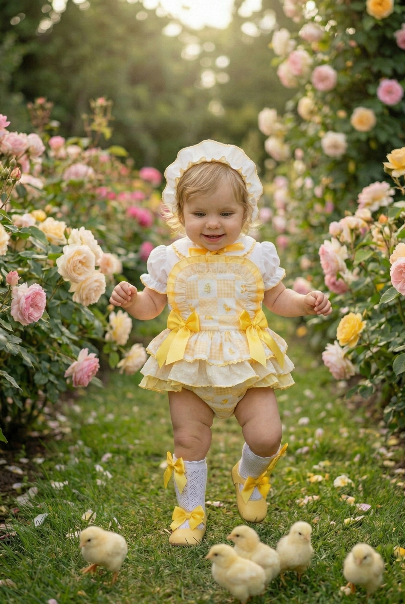 Sonata EASTER Made to Order - Baby Girls Yellow Chick Romper Set with Blouse