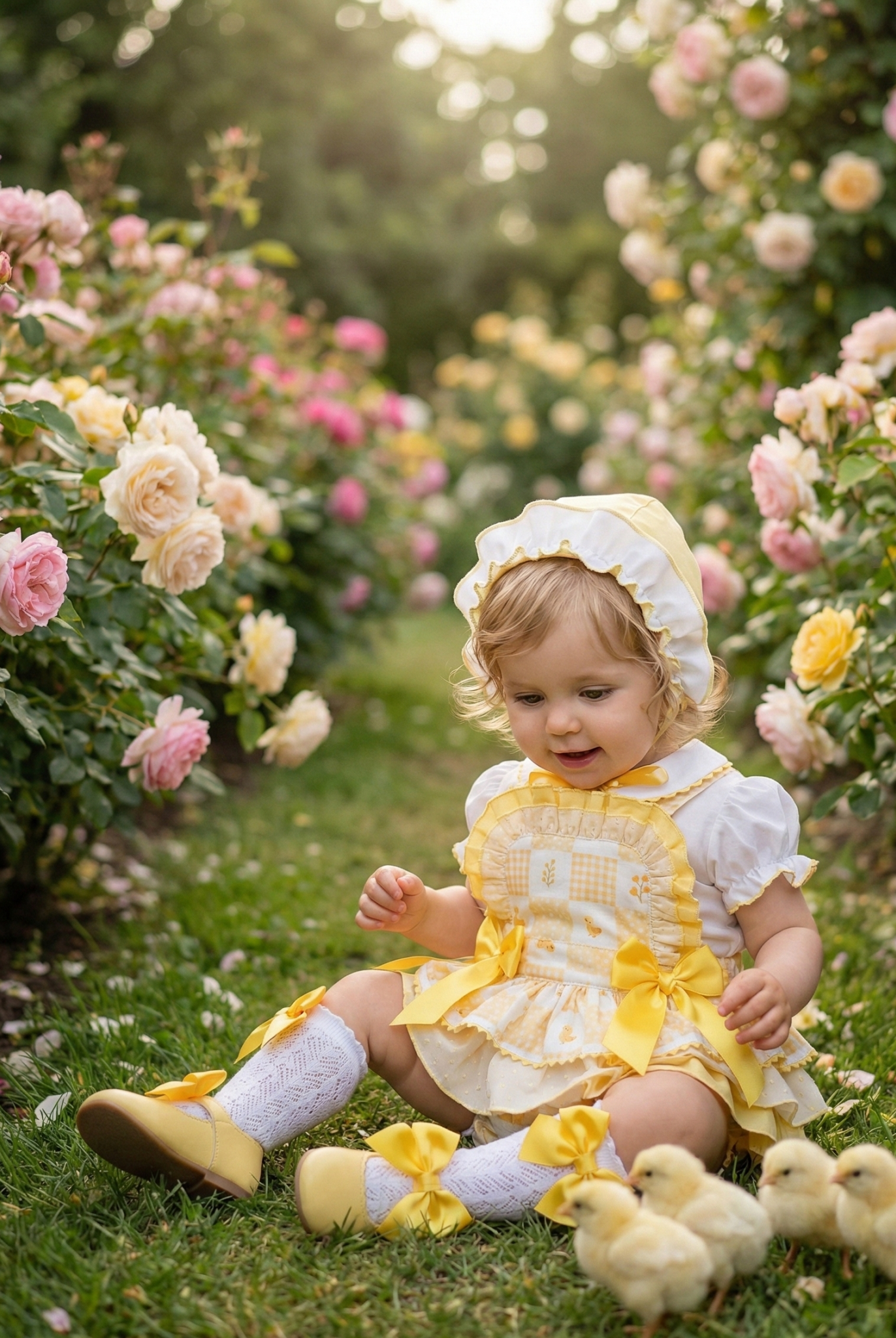 Sonata EASTER Made to Order - Baby Girls Yellow Chick Romper Set with Blouse